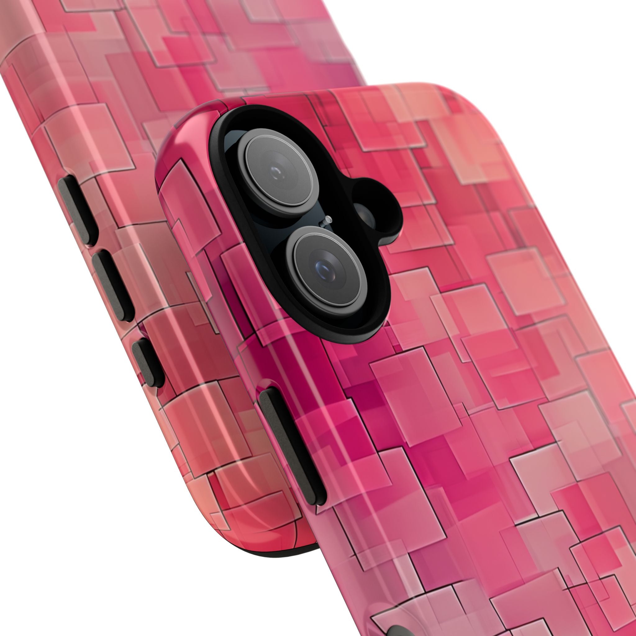 Gelaagde roze geometrie iPhone 16 - Tough