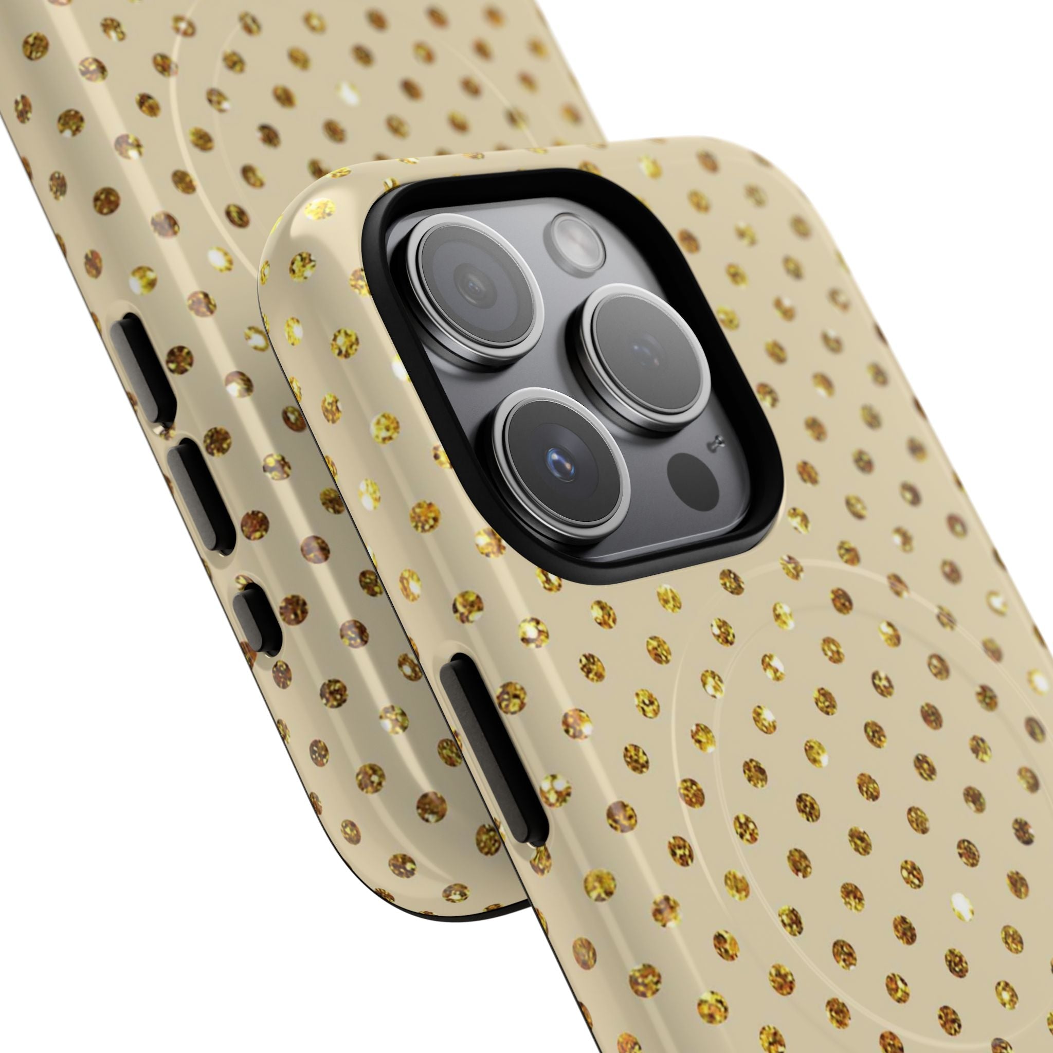 Gold Sparkle Grid iPhone 15 Pro Case - Tough+