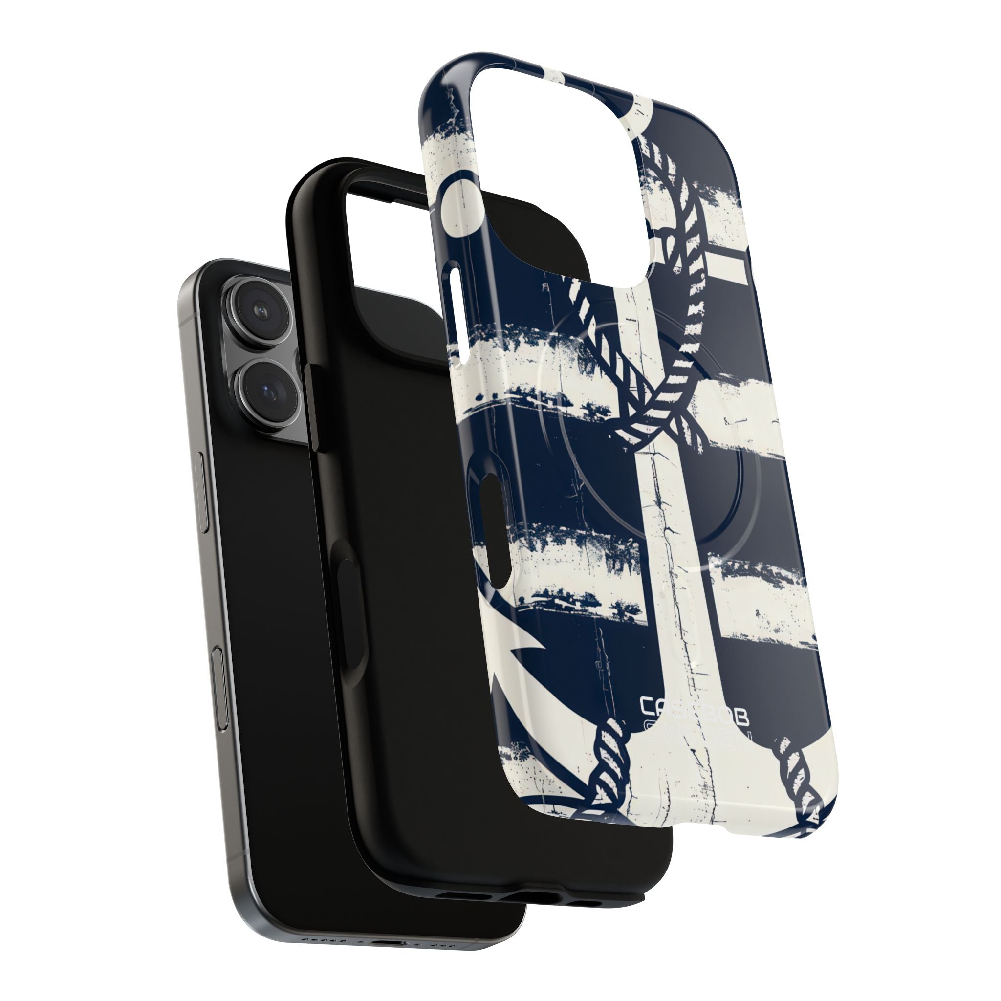 Navy Anchor Stripes iPhone 16 - Tough+