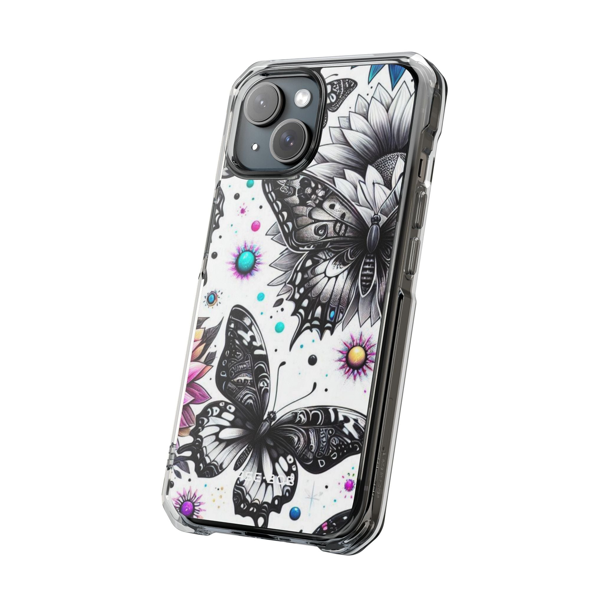 Monochrome Butterflies Sunlit iPhone 15 Case - Impact