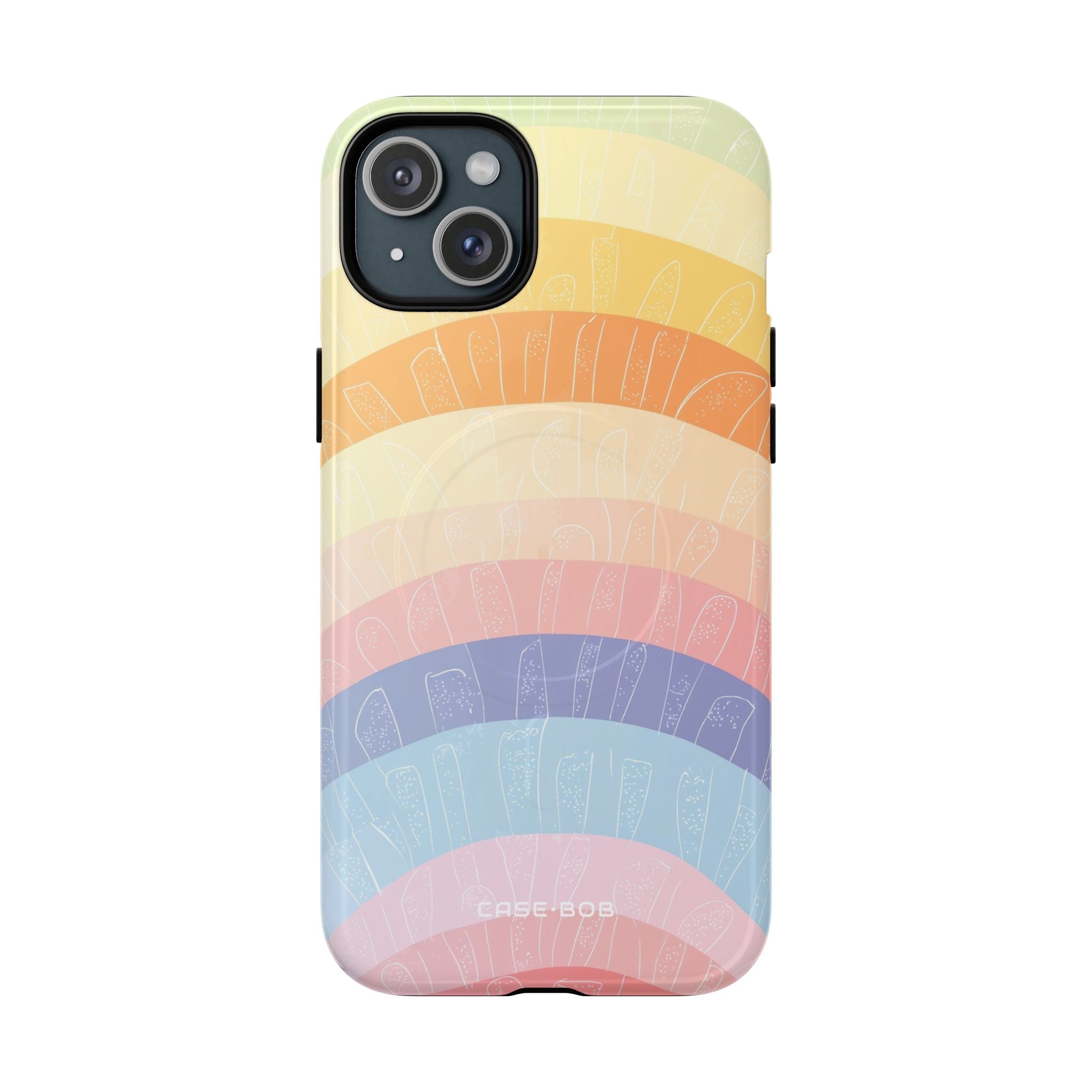 Pastel Rainbow Bands iPhone 15 Plus Case - Tough+