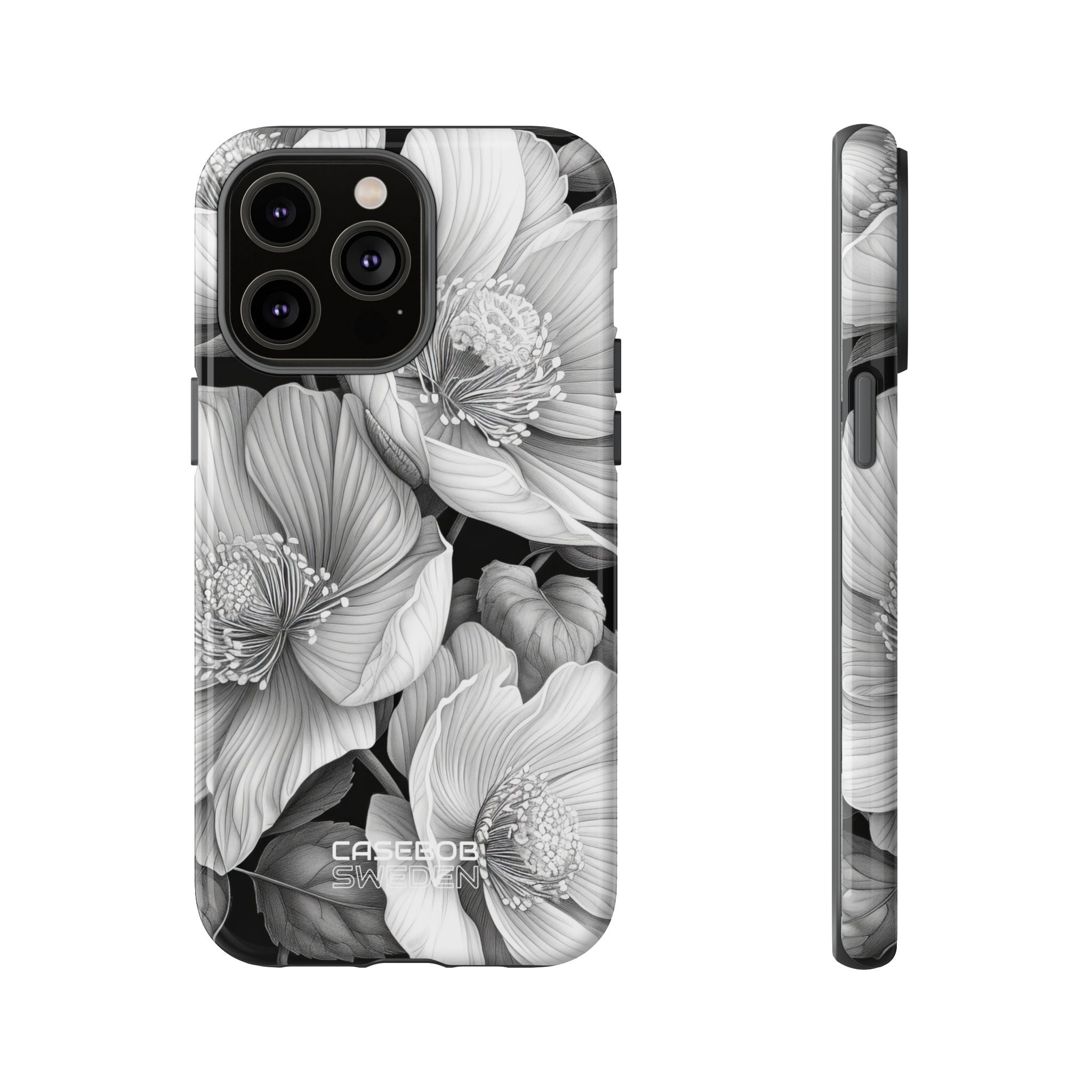 Monochrome Petal Dance iPhone 14 - Tough
