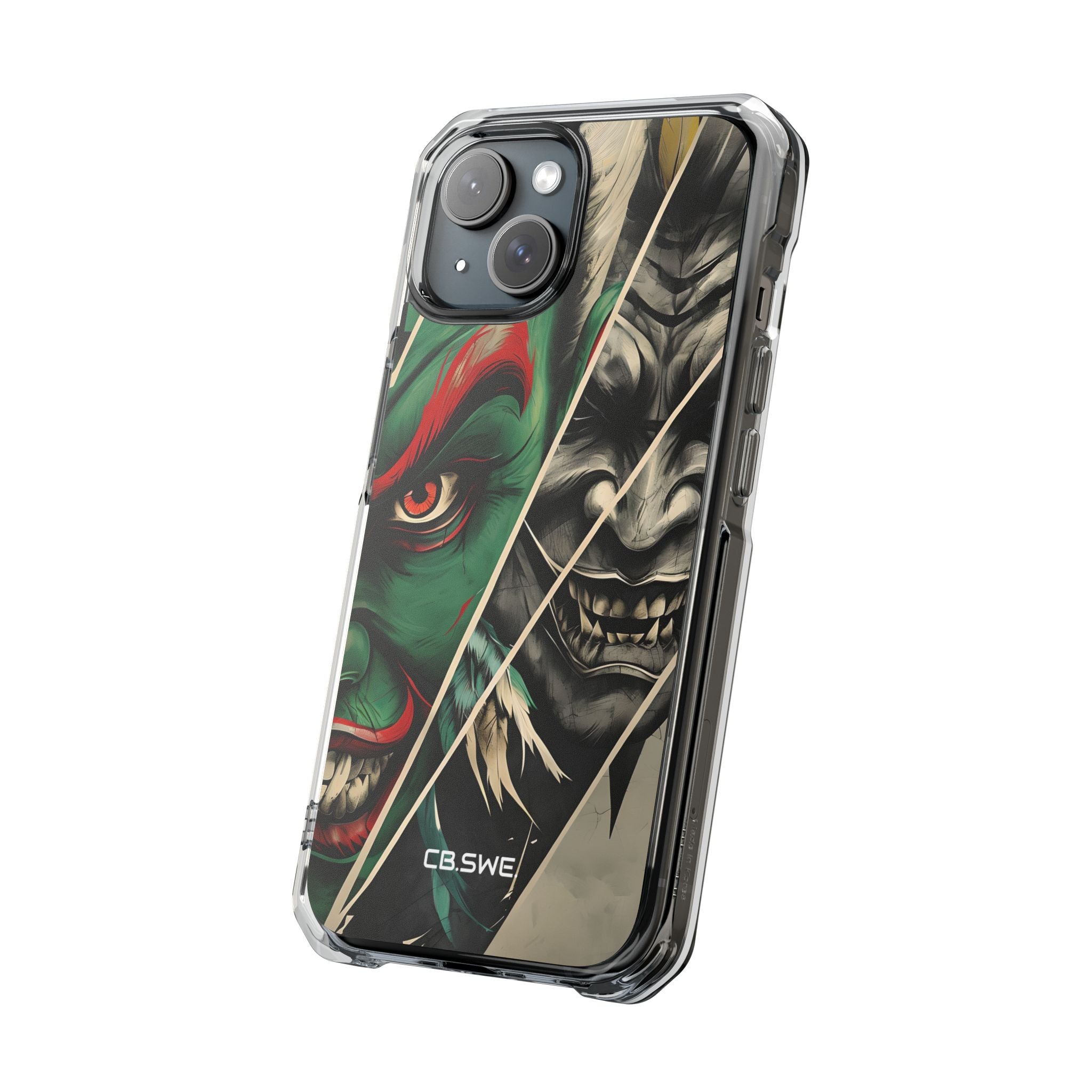 Striking Japanese Mask Art Vivid Colors iPhone 15 - Impact Clear+