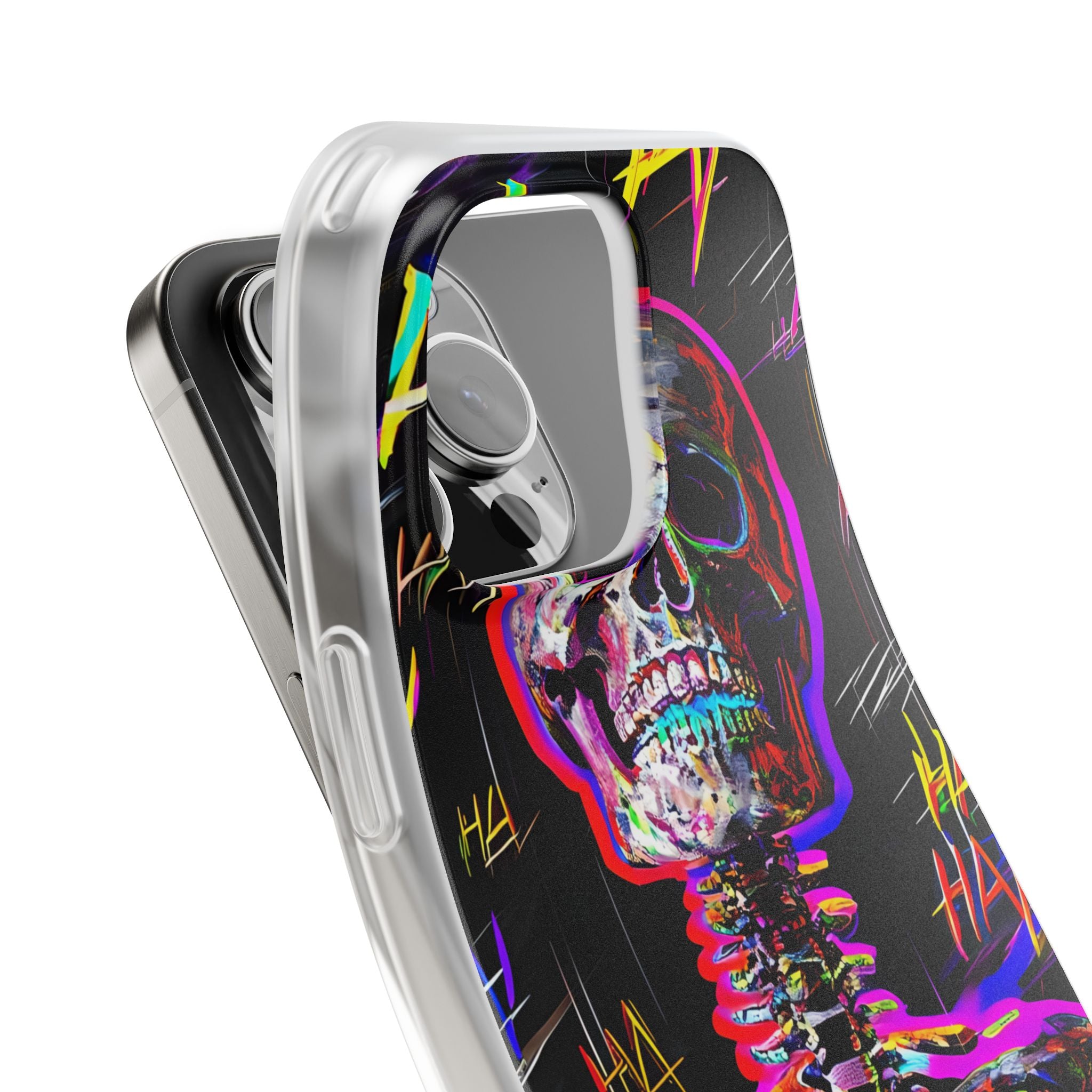Neon Skeleton Laugh iPhone 16 Pro Max Case - Soft