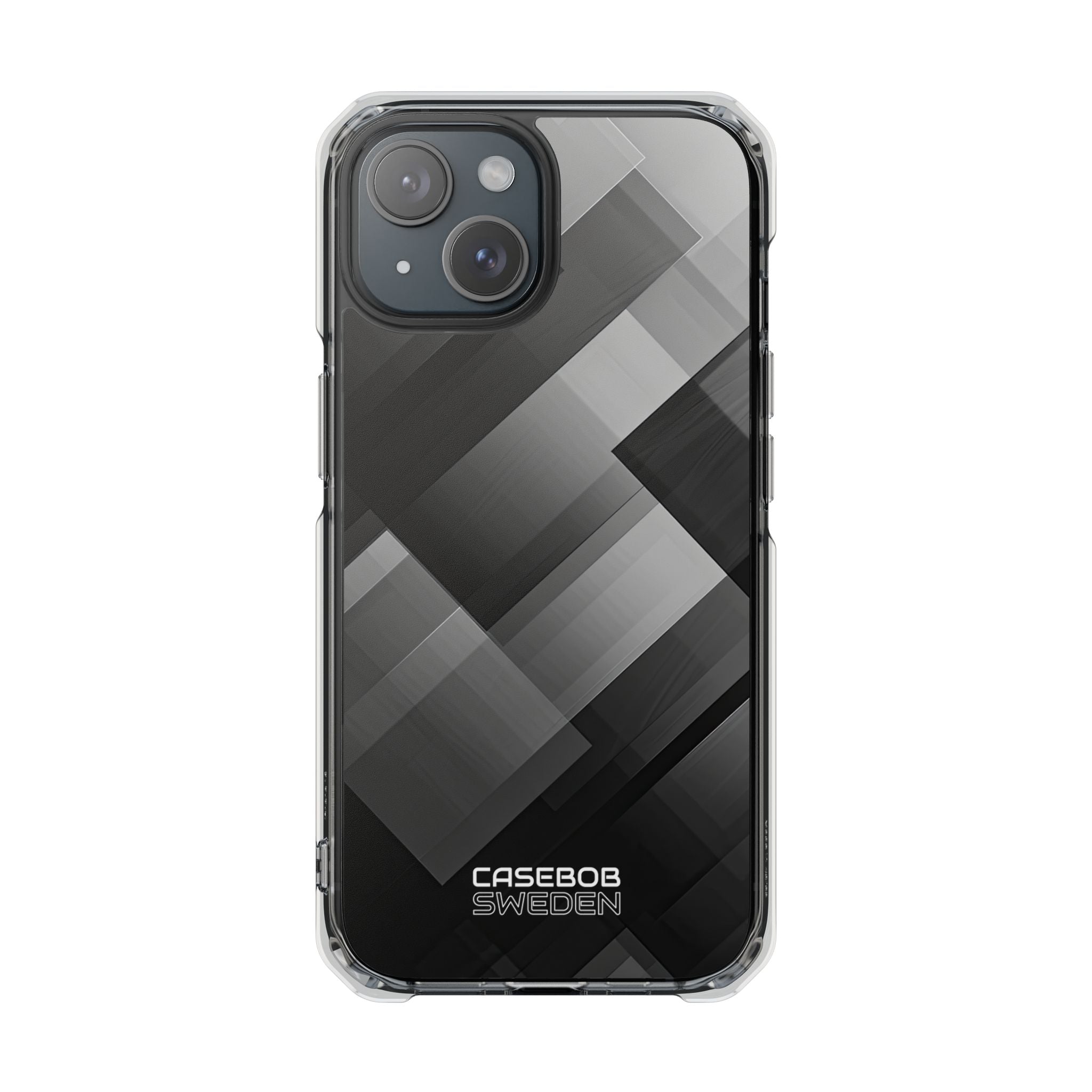 Grayscale Geometric Layers iPhone 15 - Impact Clear+