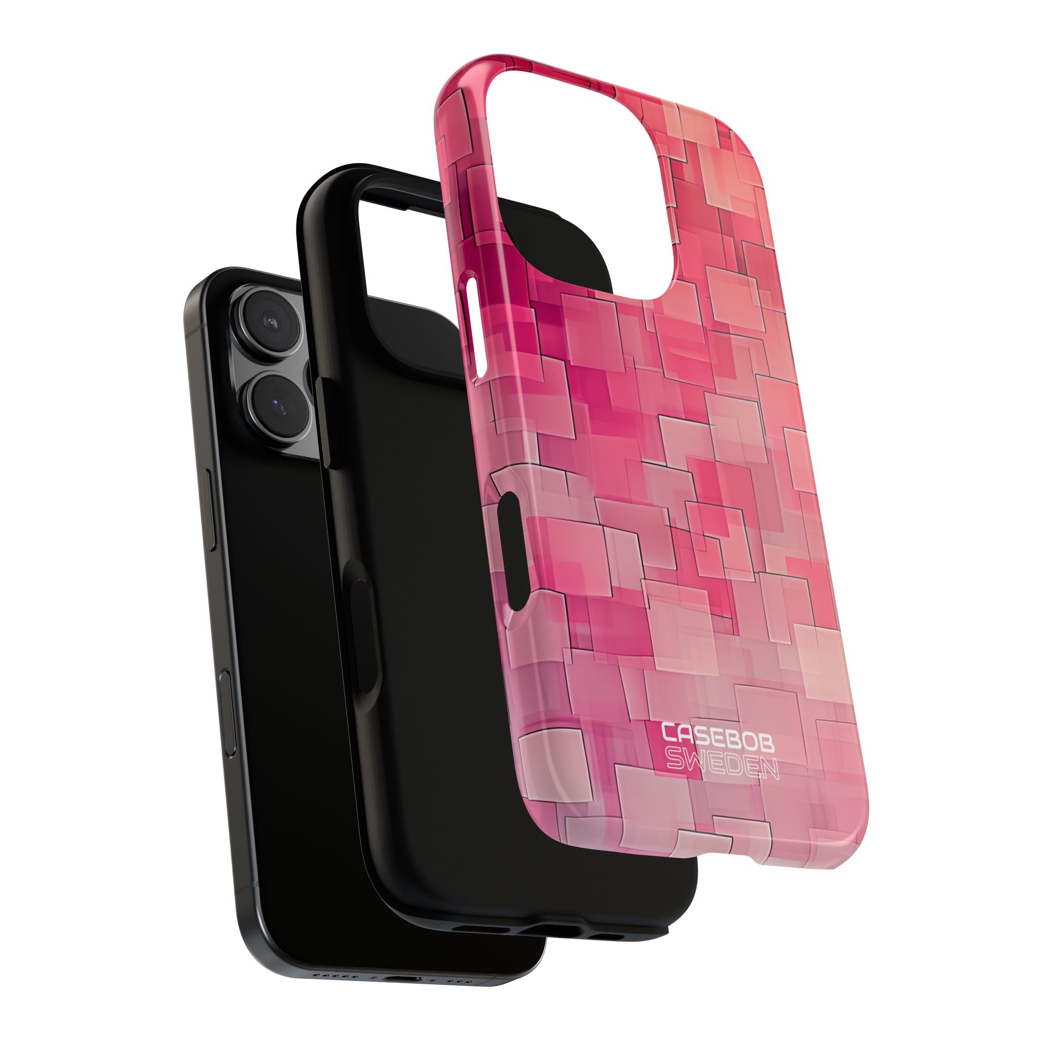 Gelaagde roze geometrie iPhone 16 - Tough