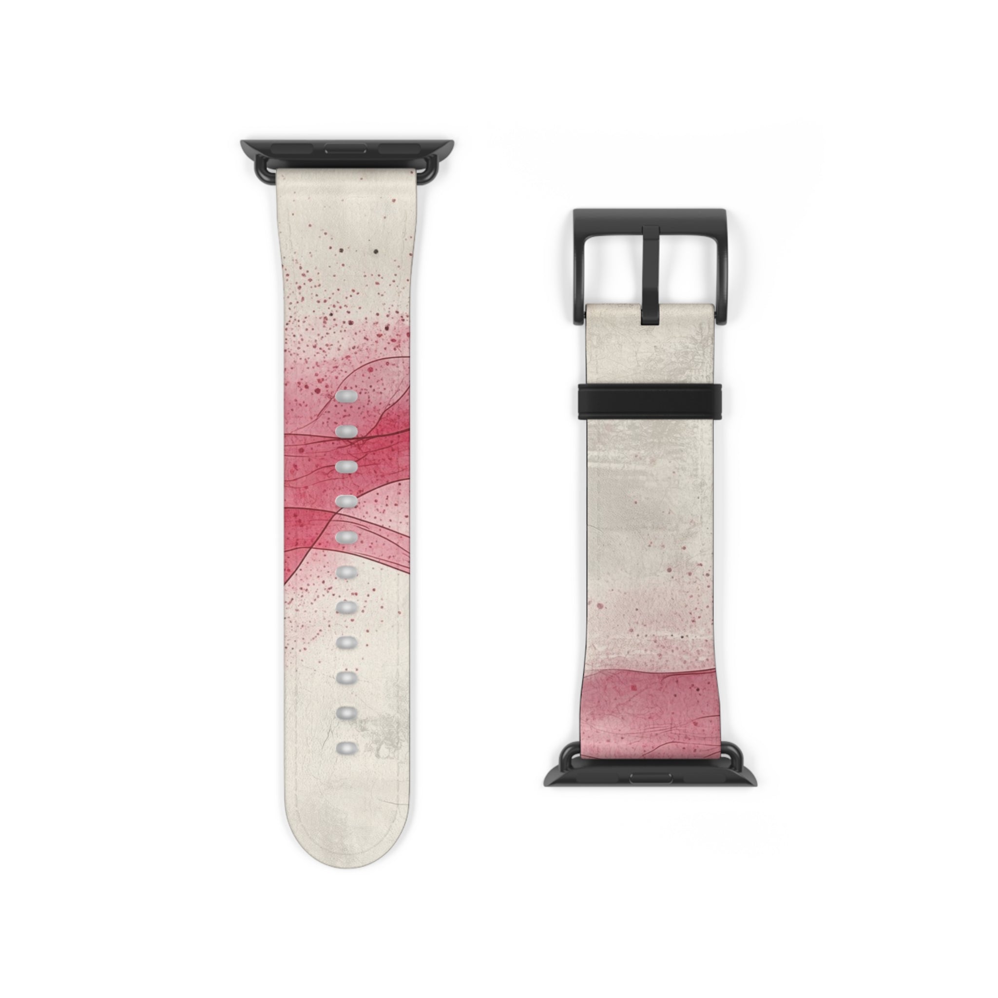 Crimson Ribbon Waves - Watch Band