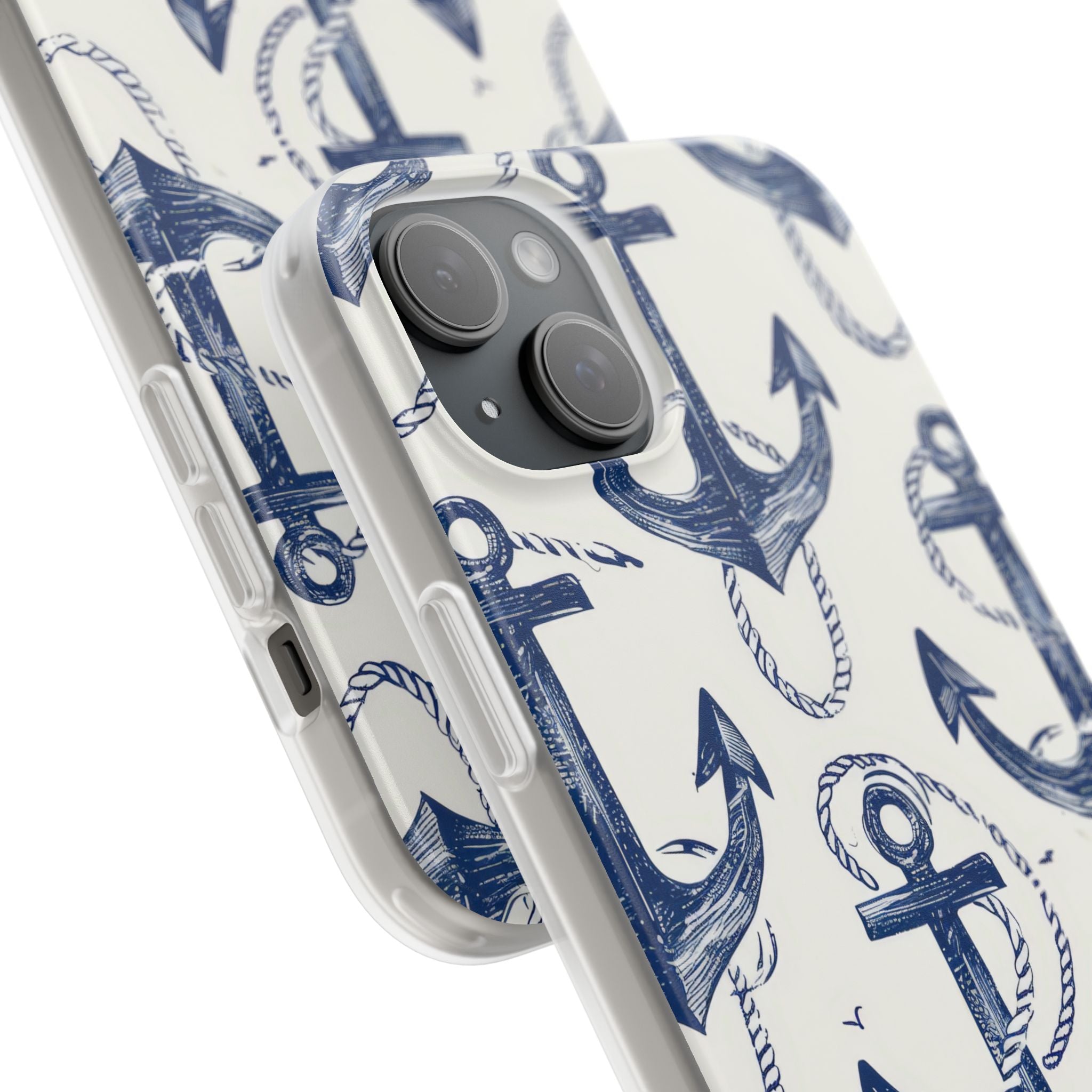 Navy Anchor Loop iPhone 15 Plus Case - Soft