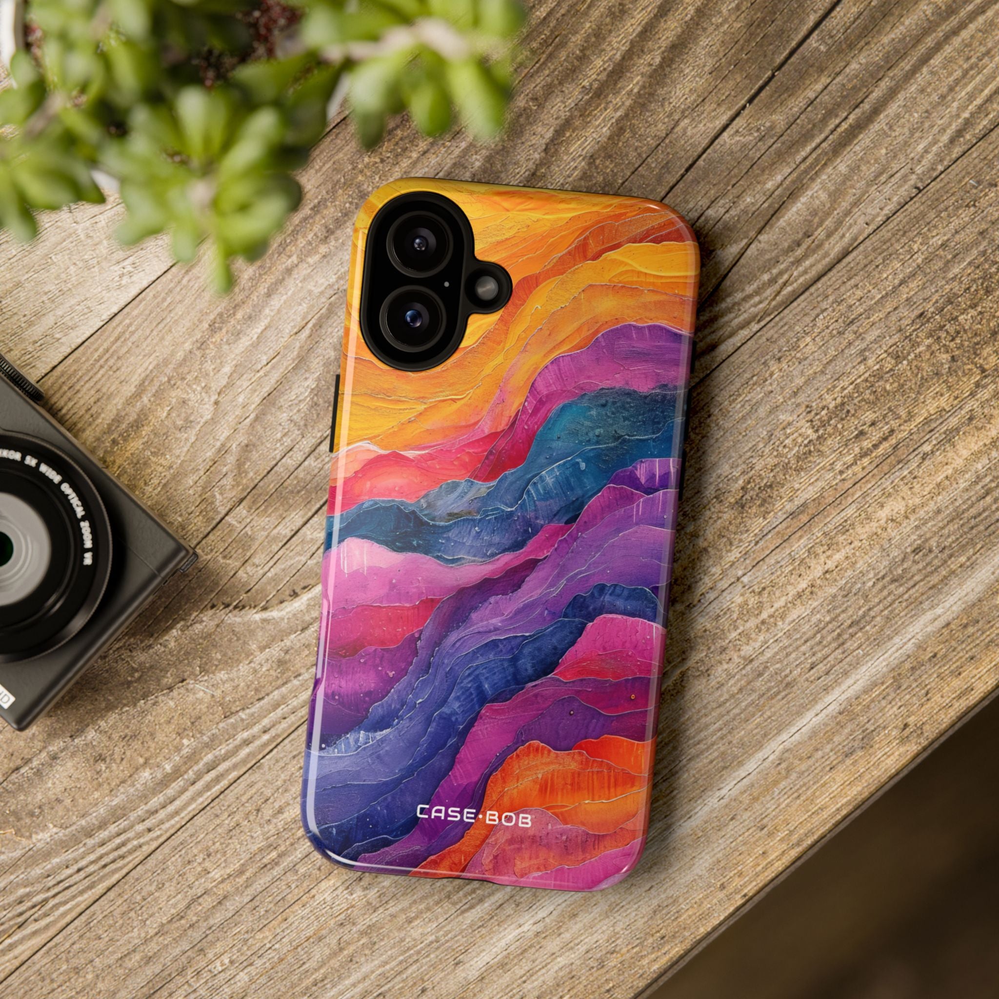 Layered Waves Orange iPhone 16 Plus Case - Tough