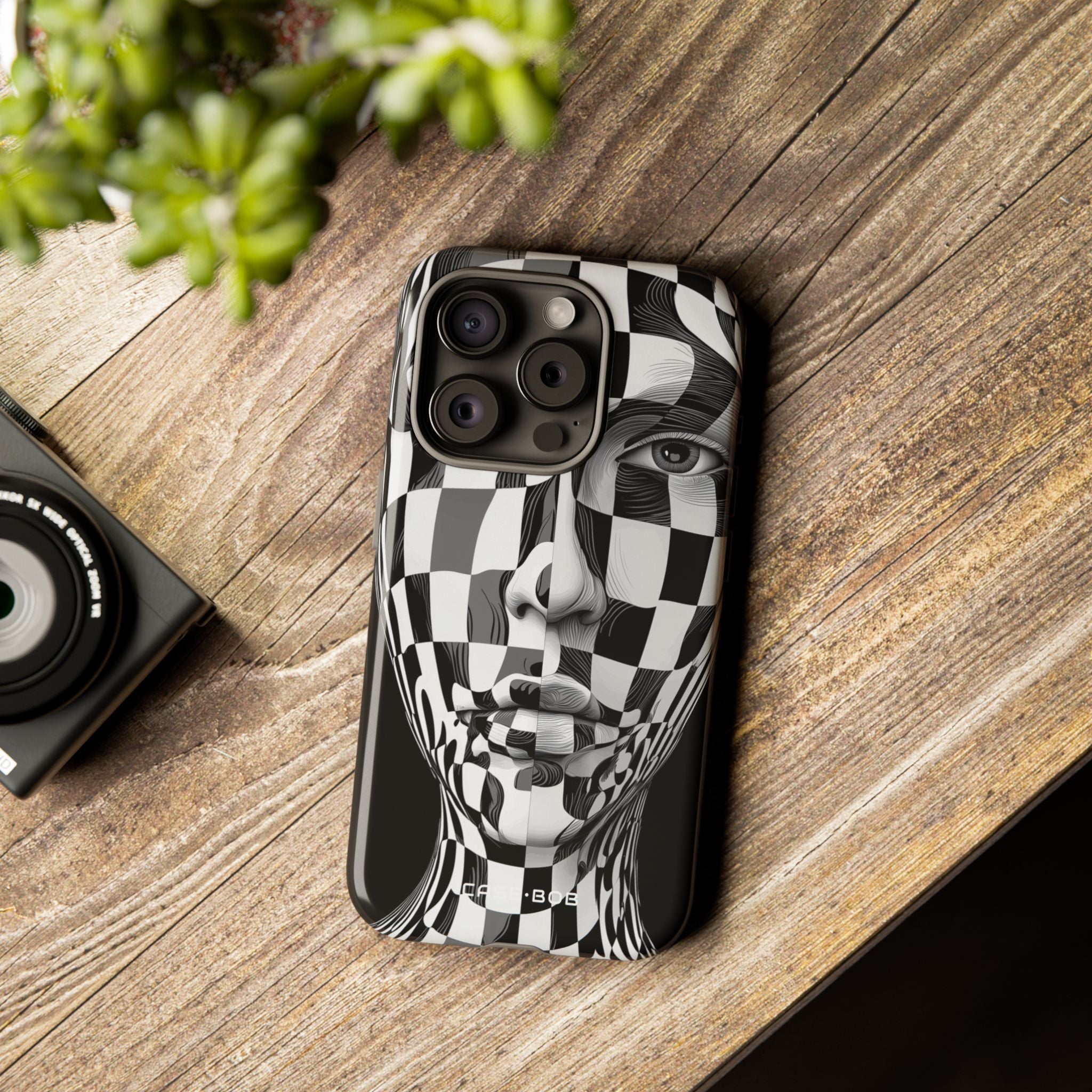 Checkered Face iPhone 15 Pro Case - Tough