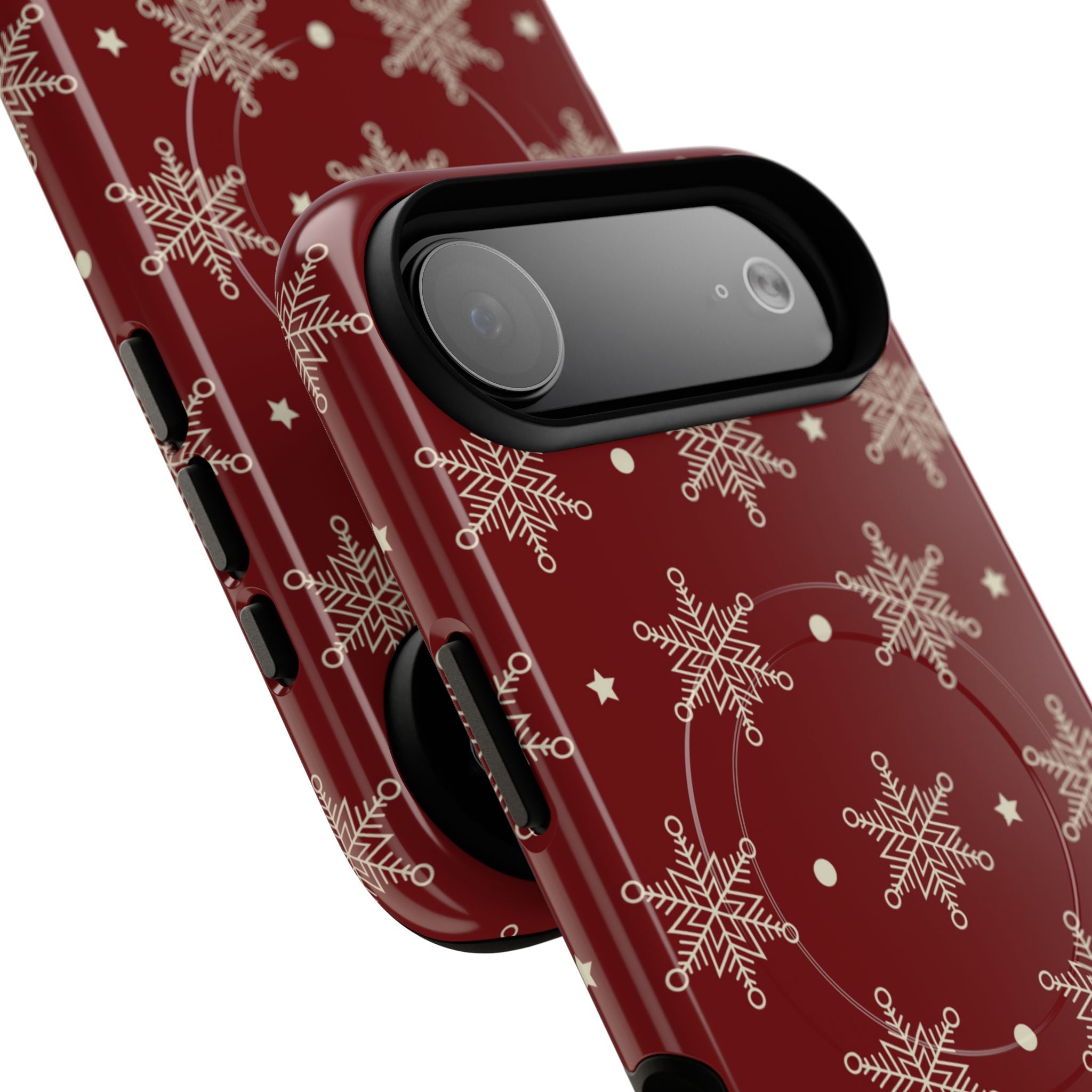 Cream Snowflake Crimson iPhone 17 Air Case - Tough+