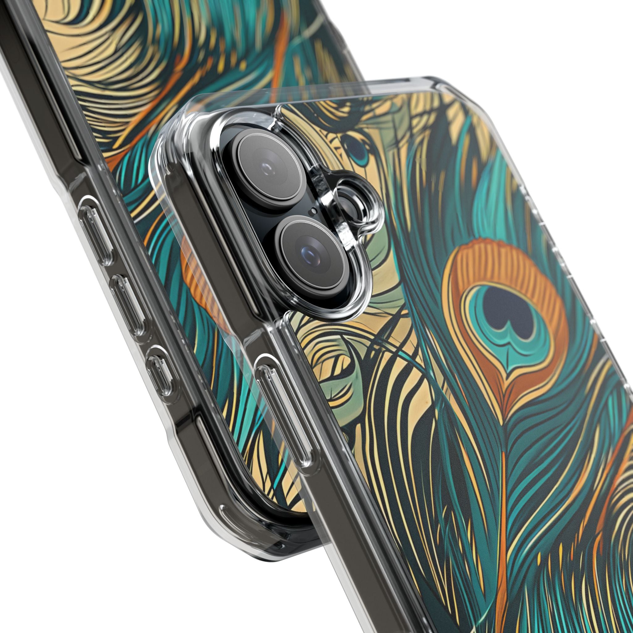 Peacock Feather Whirl iPhone 16 - Impact Clear+