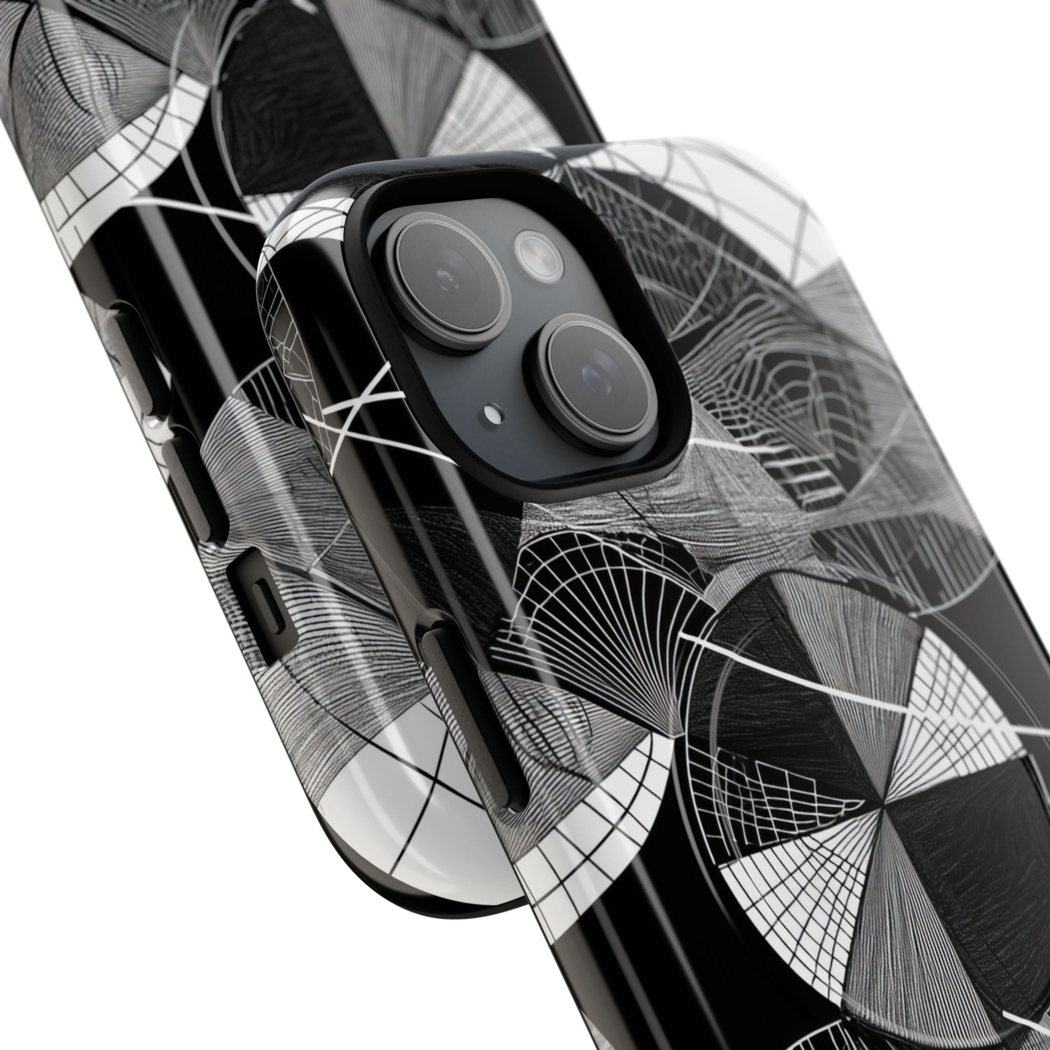 Labirinto a Cerchio Monocromatico iPhone 15 - Tough+