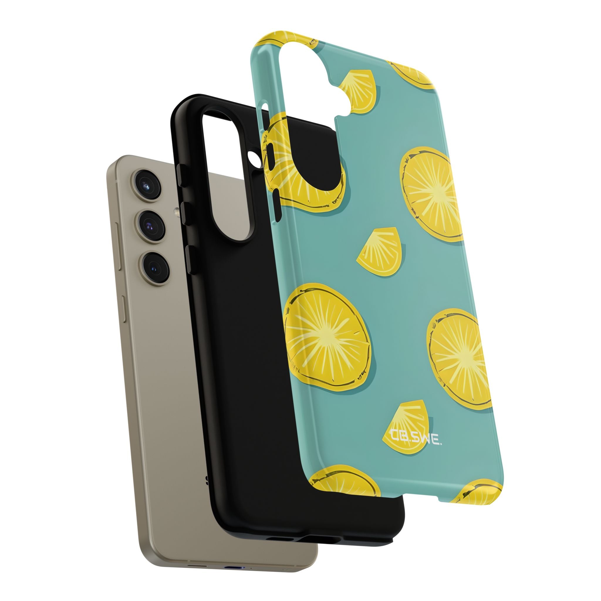Bright Yellow Pineapple Slice on Teal Samsung S24 - Tough