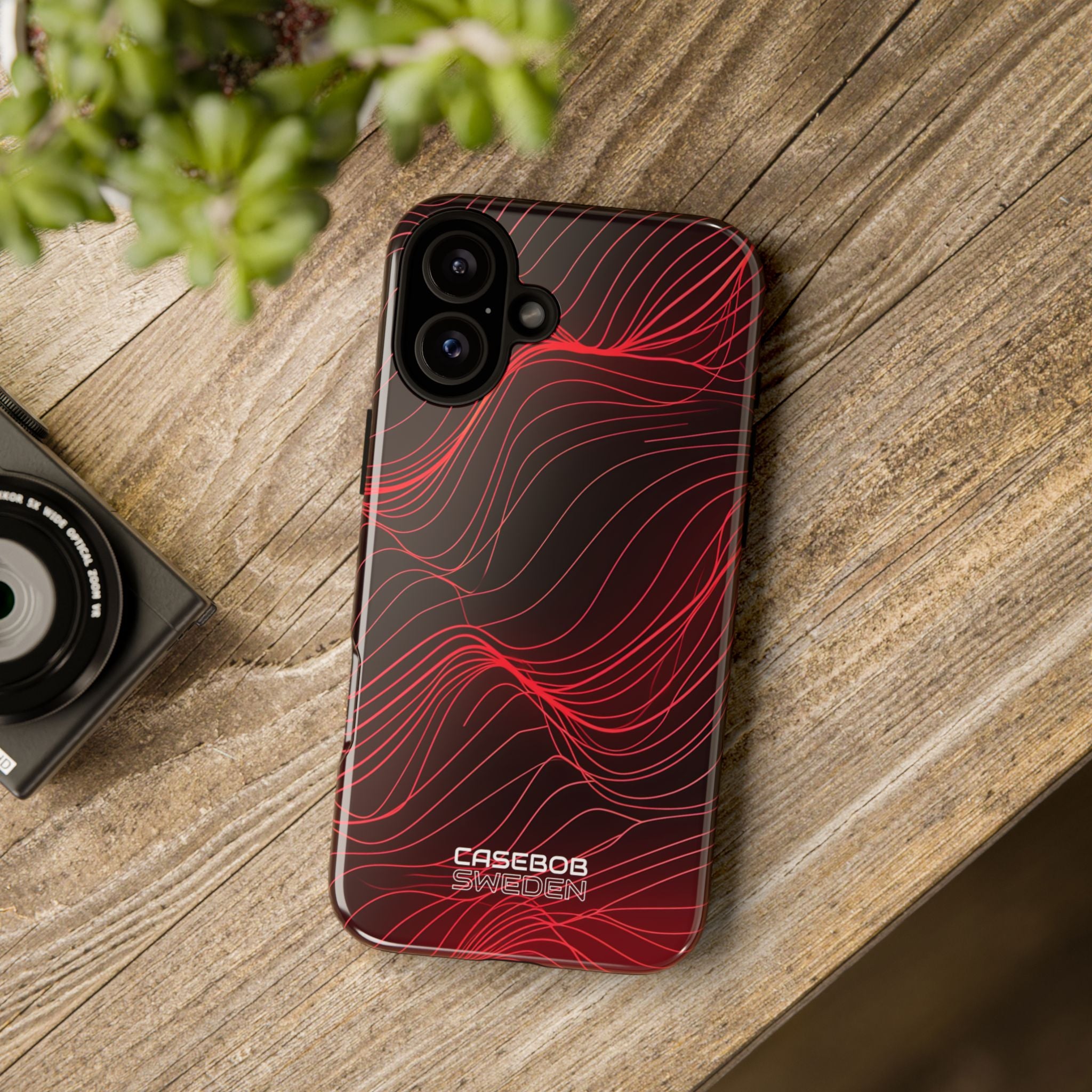 Crimson Waveform Flow iPhone 16 - Tough