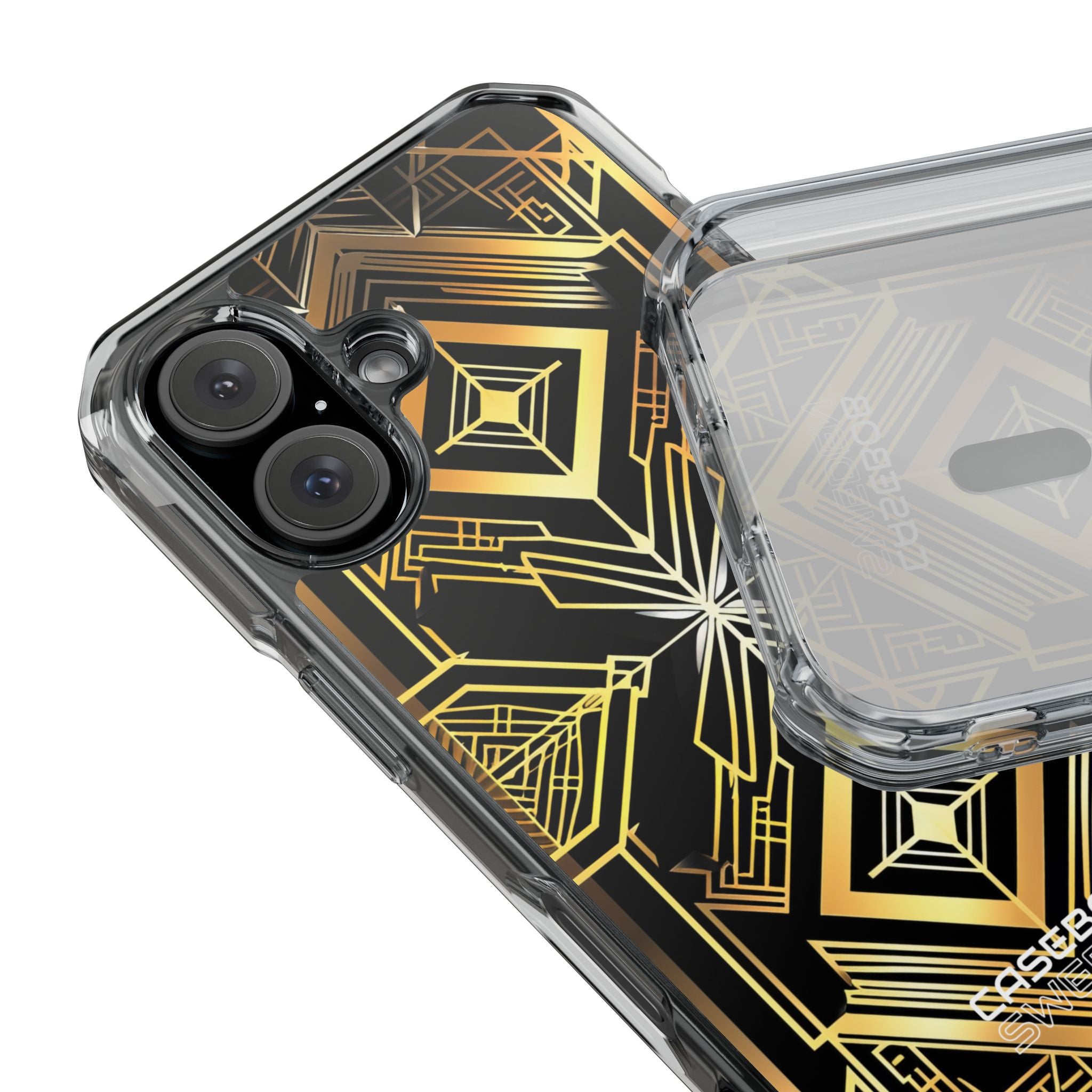Golden Geometric Symphony iPhone 16 - Impact Clear+