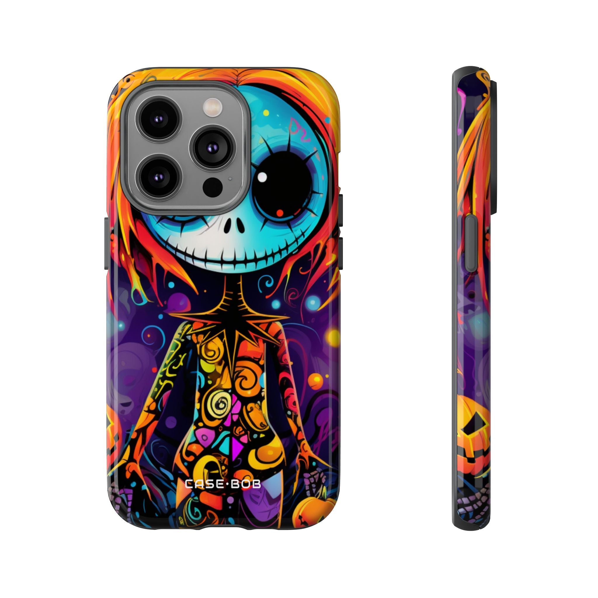 Blue Skull Swirl iPhone 14 Pro Case - Tough