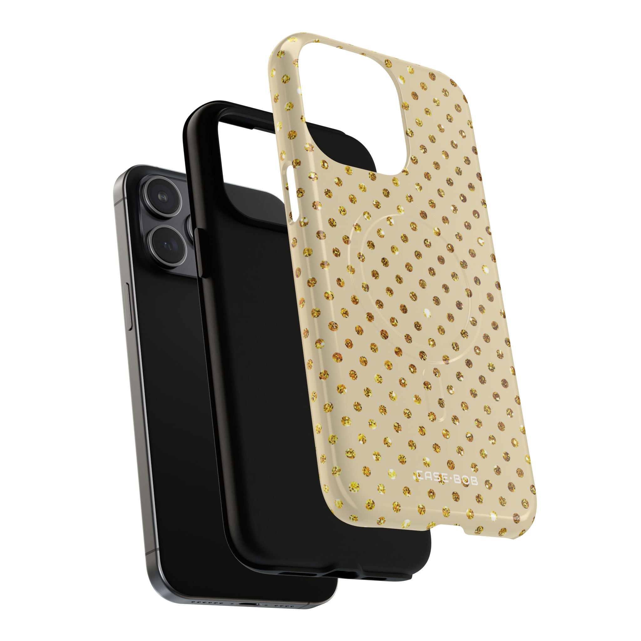 Gold Sparkle Grid iPhone 15 Pro Max Case - Tough+