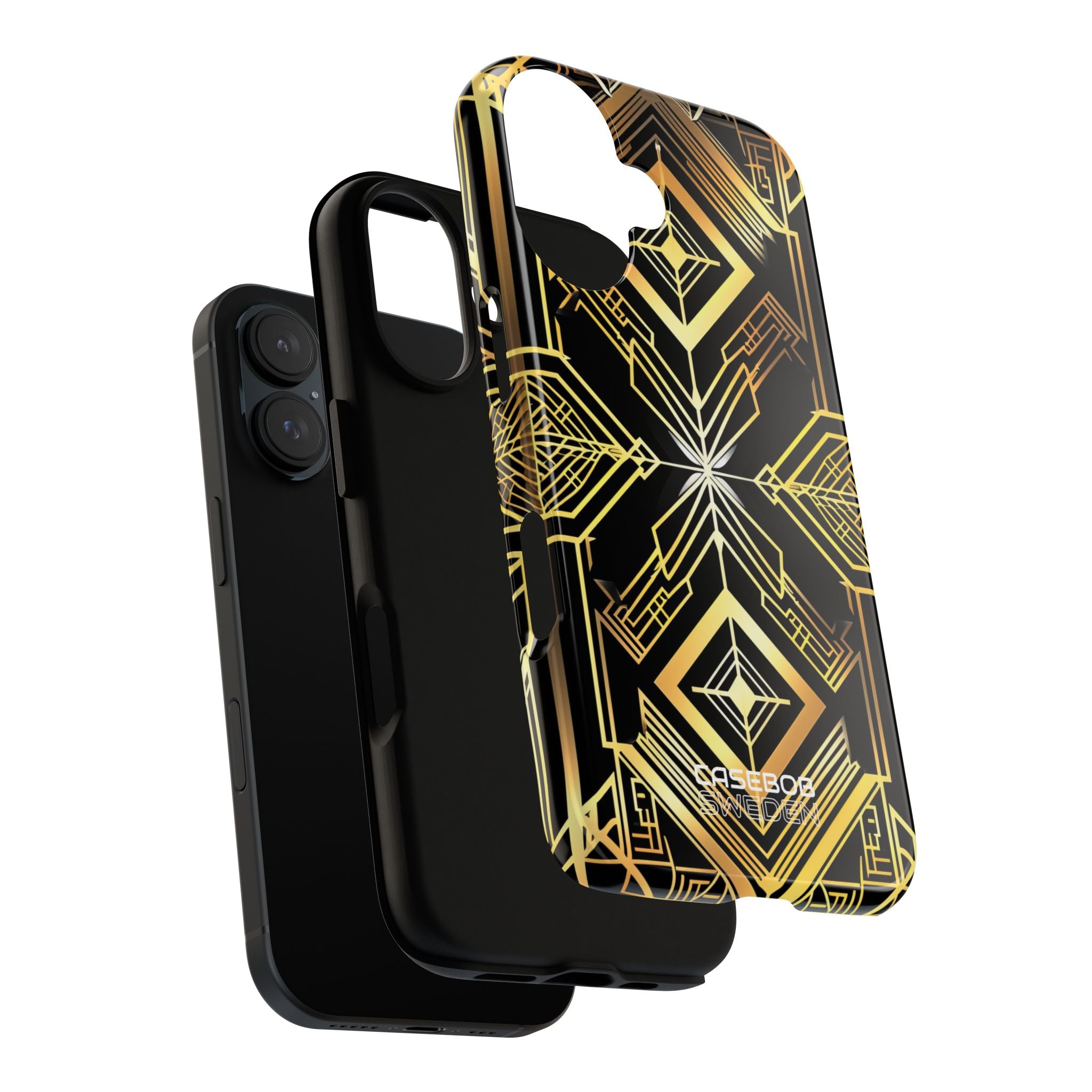 Golden Geometric Symphony iPhone 16 - Tough