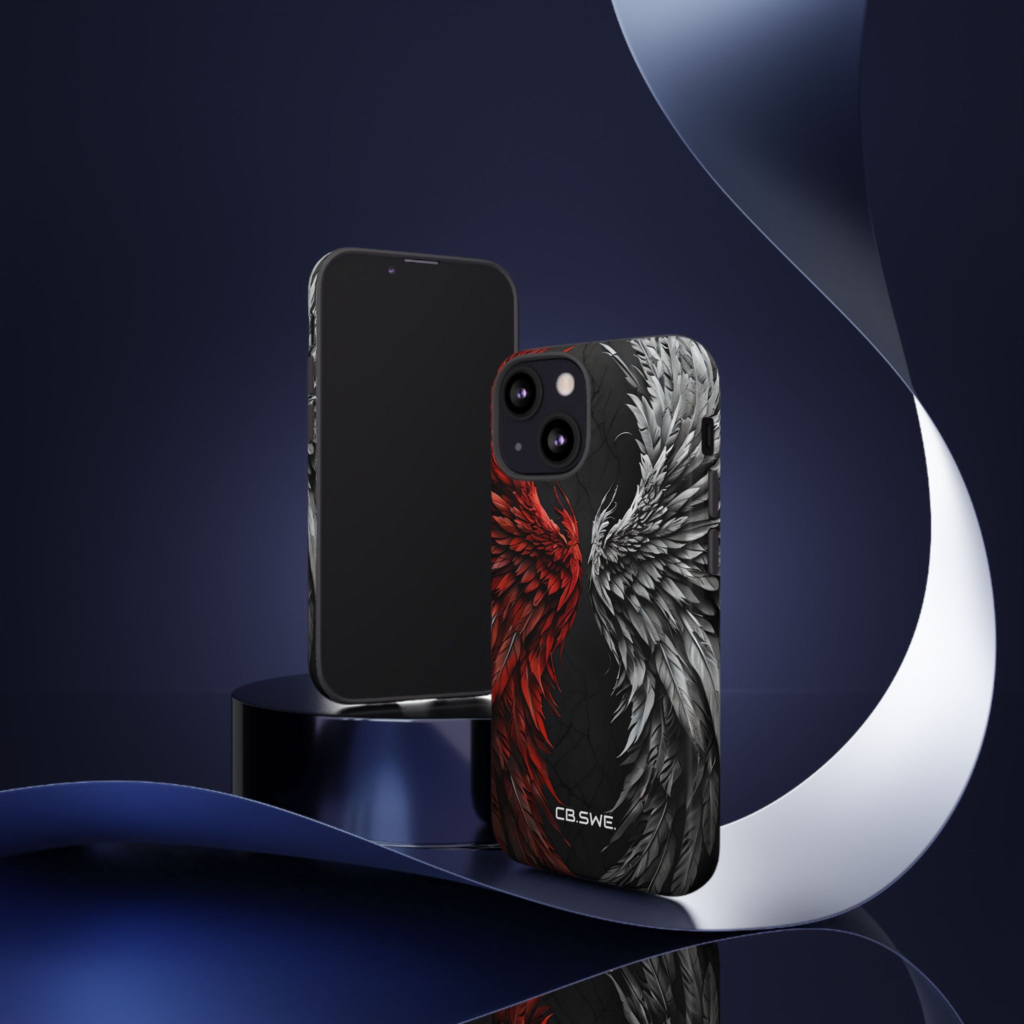 Symmetrical Red Silver Wings iPhone 13 - Tough