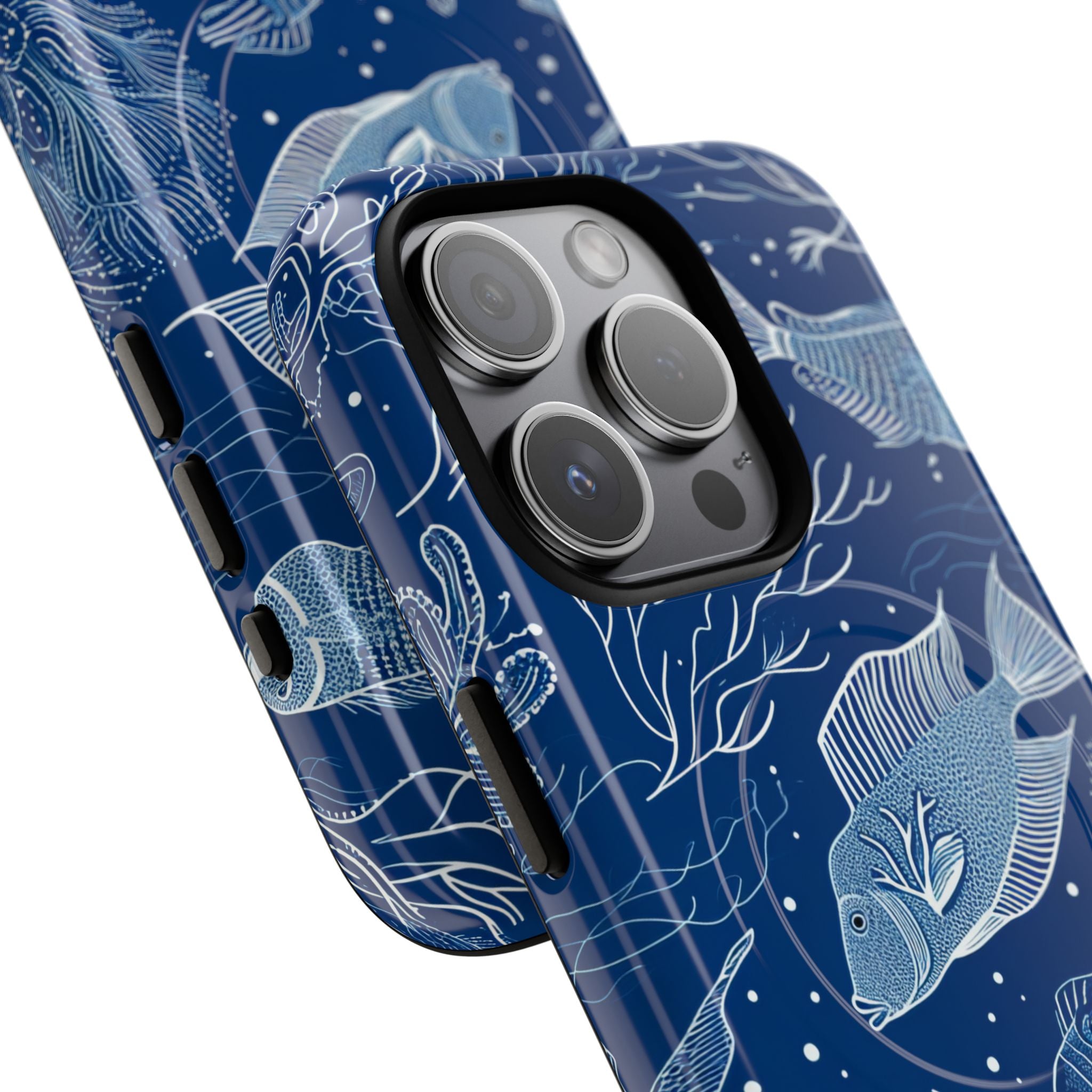 Navy Scale Reef iPhone 15 Pro Case - Tough+