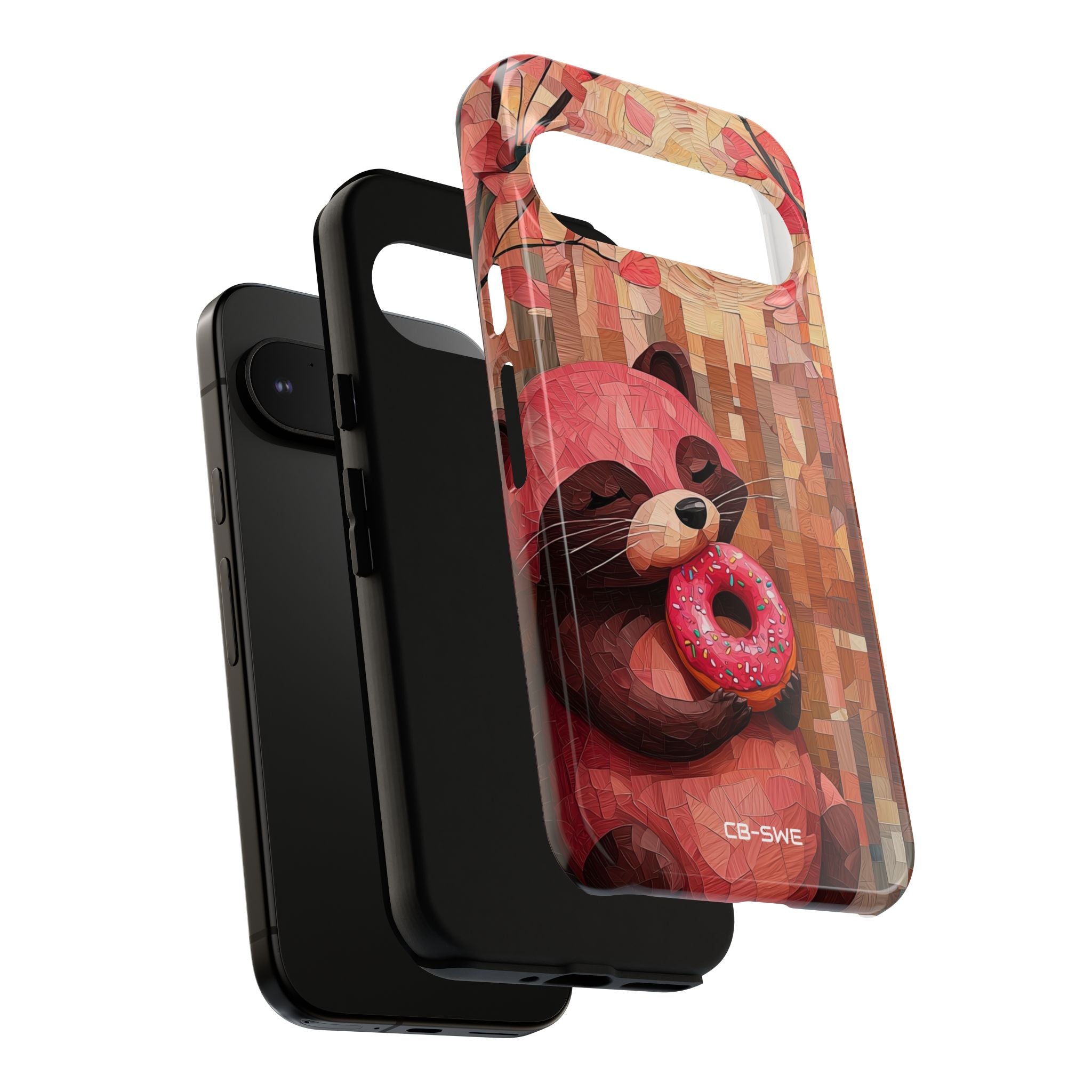 Raccoon Holds Donut - Google Pixel Case