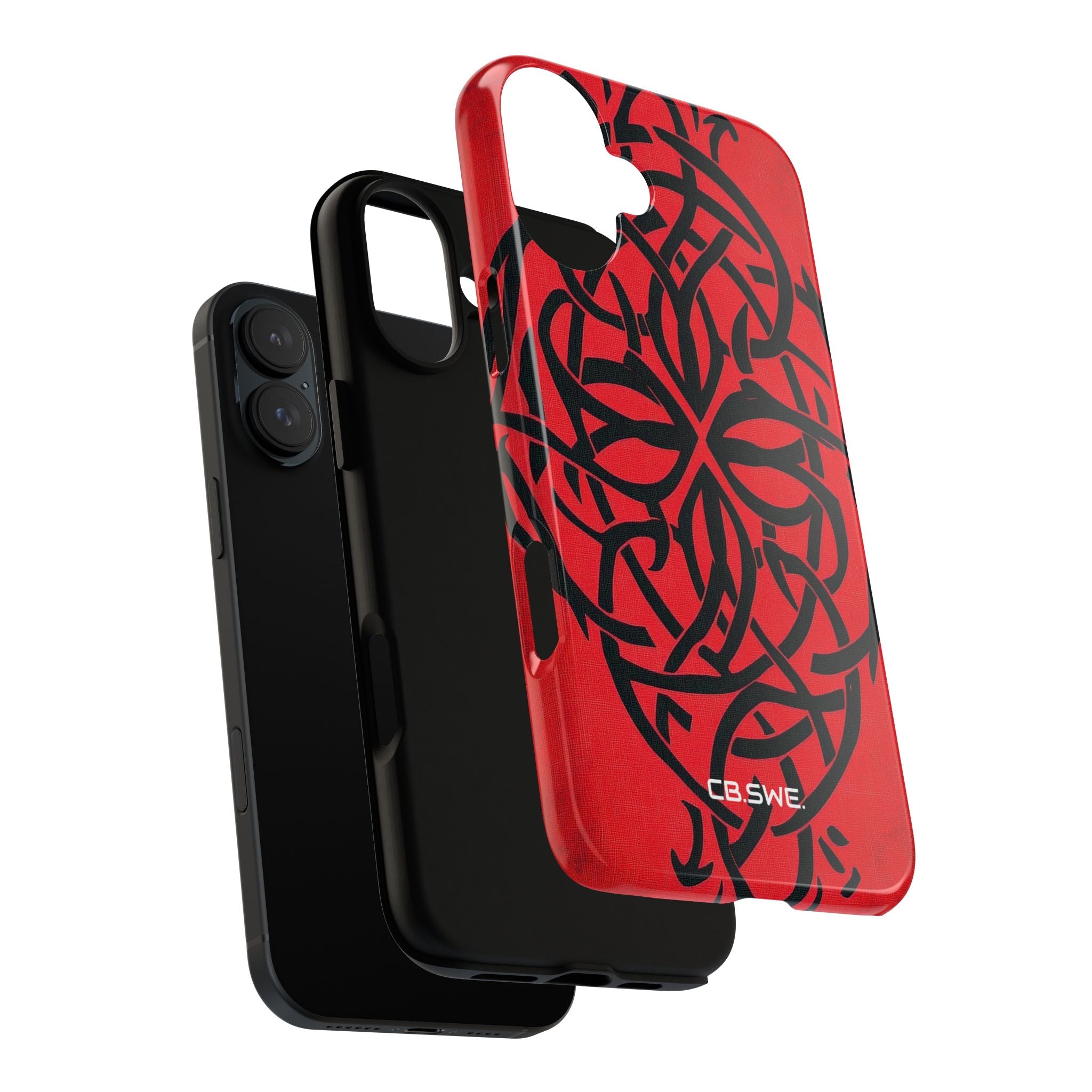 Wunderschöne rote symmetrische keltische Symbole Gothic Standard iPhone 16 - Robust