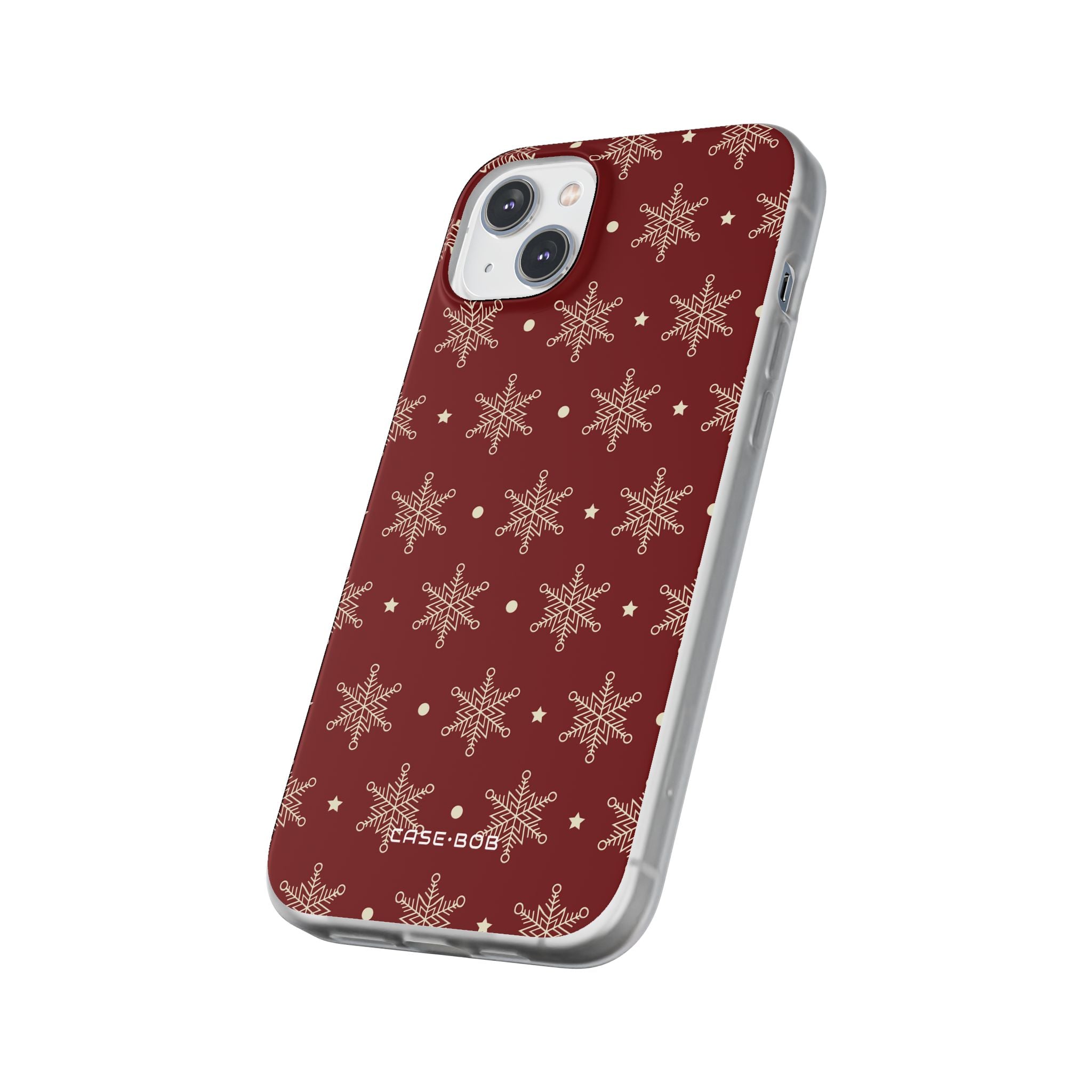 Cream Snowflake Crimson iPhone 14 Plus Case - Soft