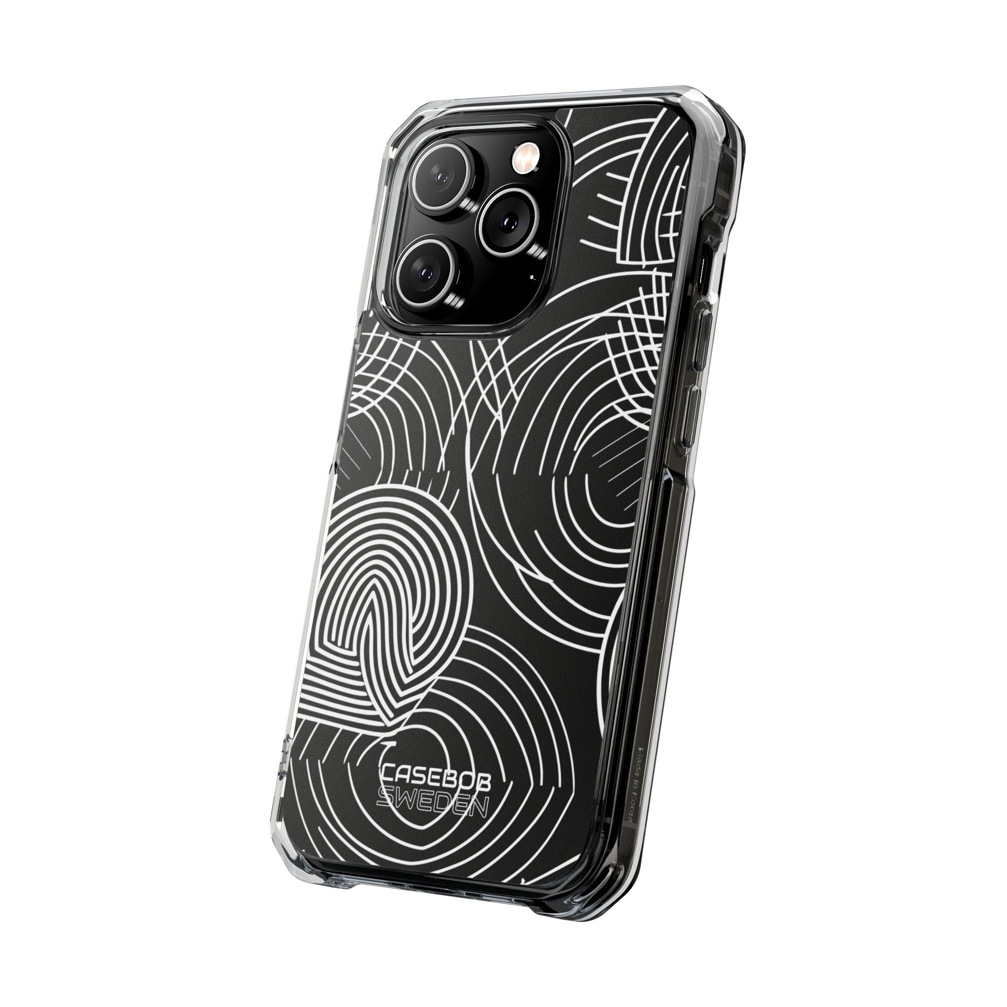 Monochrome Spiral Curves iPhone 14 - Impact Clear+