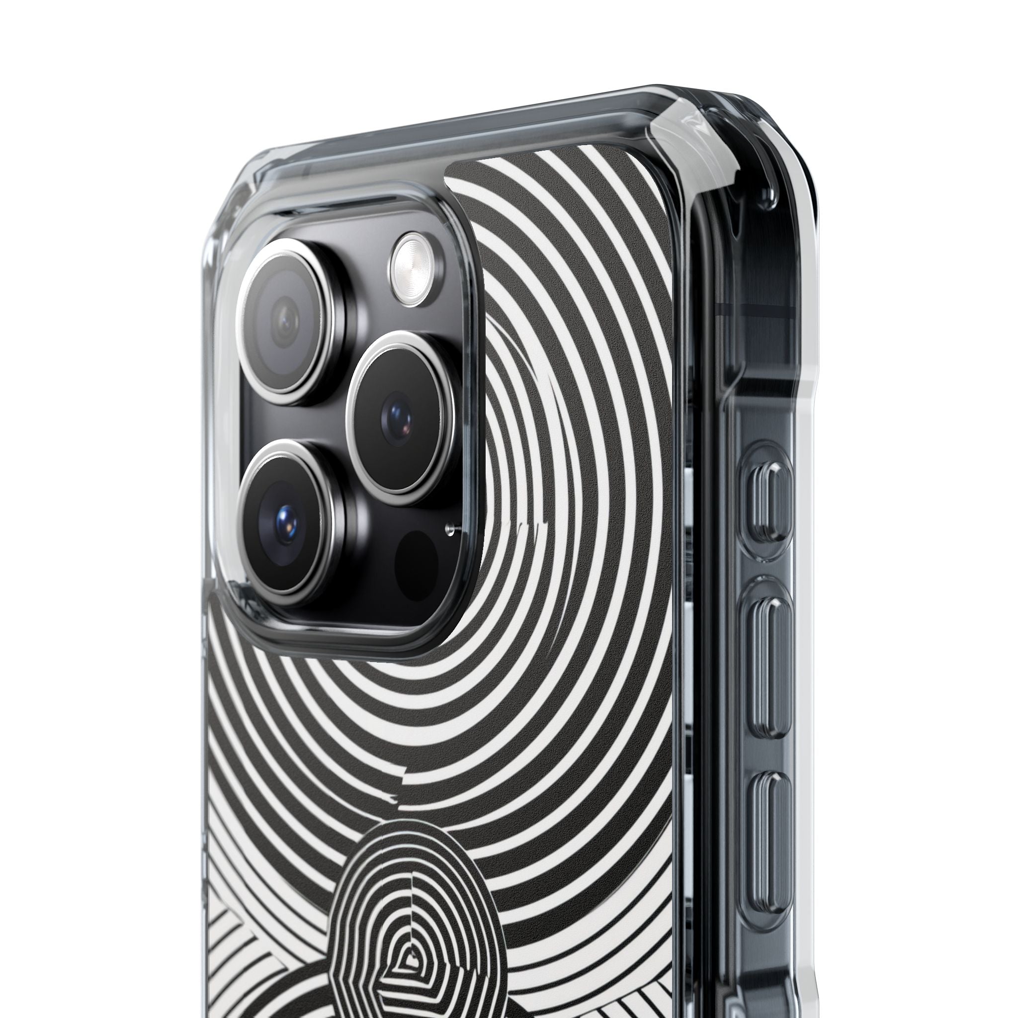 Monochrome Spiral Motion iPhone 15 - Impact Clear+