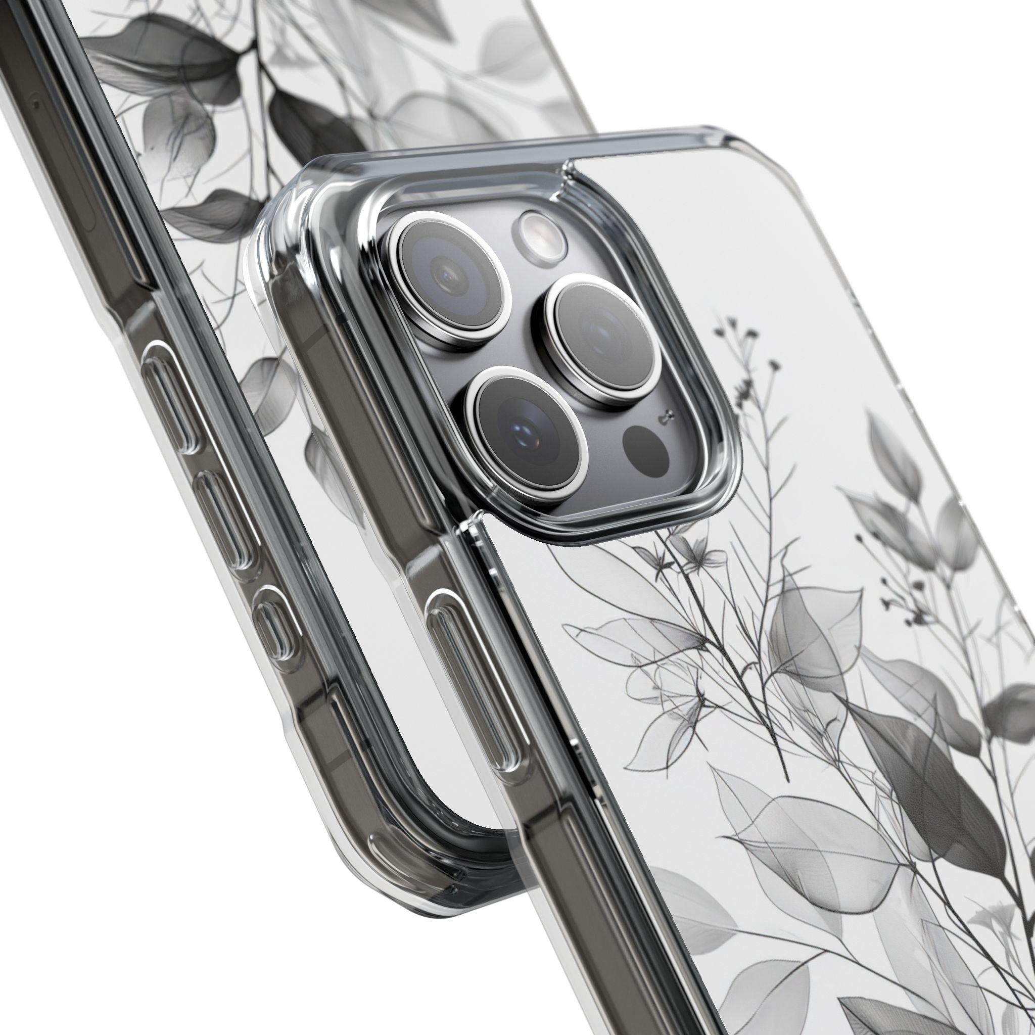 Veined Leaves Gray iPhone 15 Pro Max Case - Impact