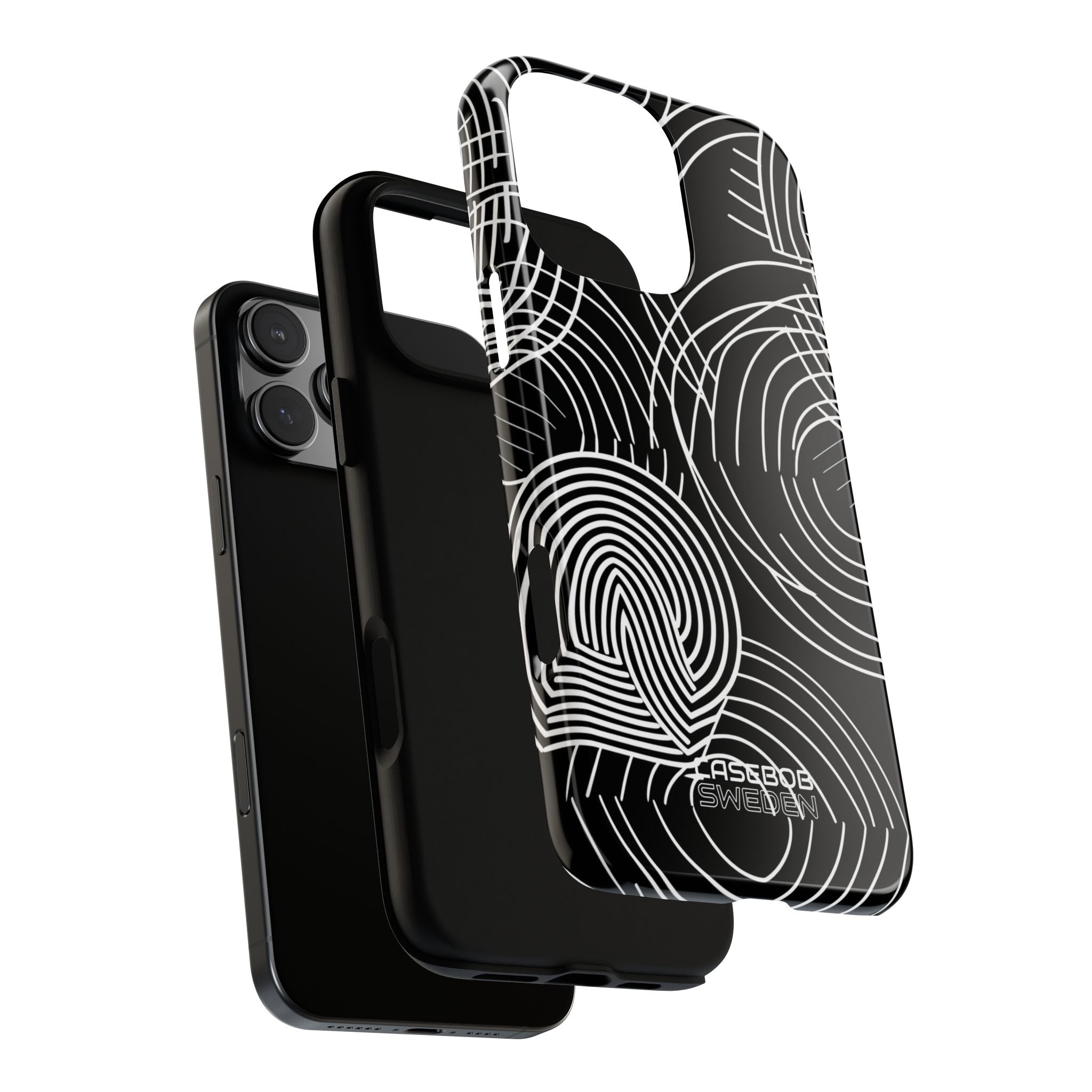 Monochrome Spiral Curves iPhone 16 - Tough