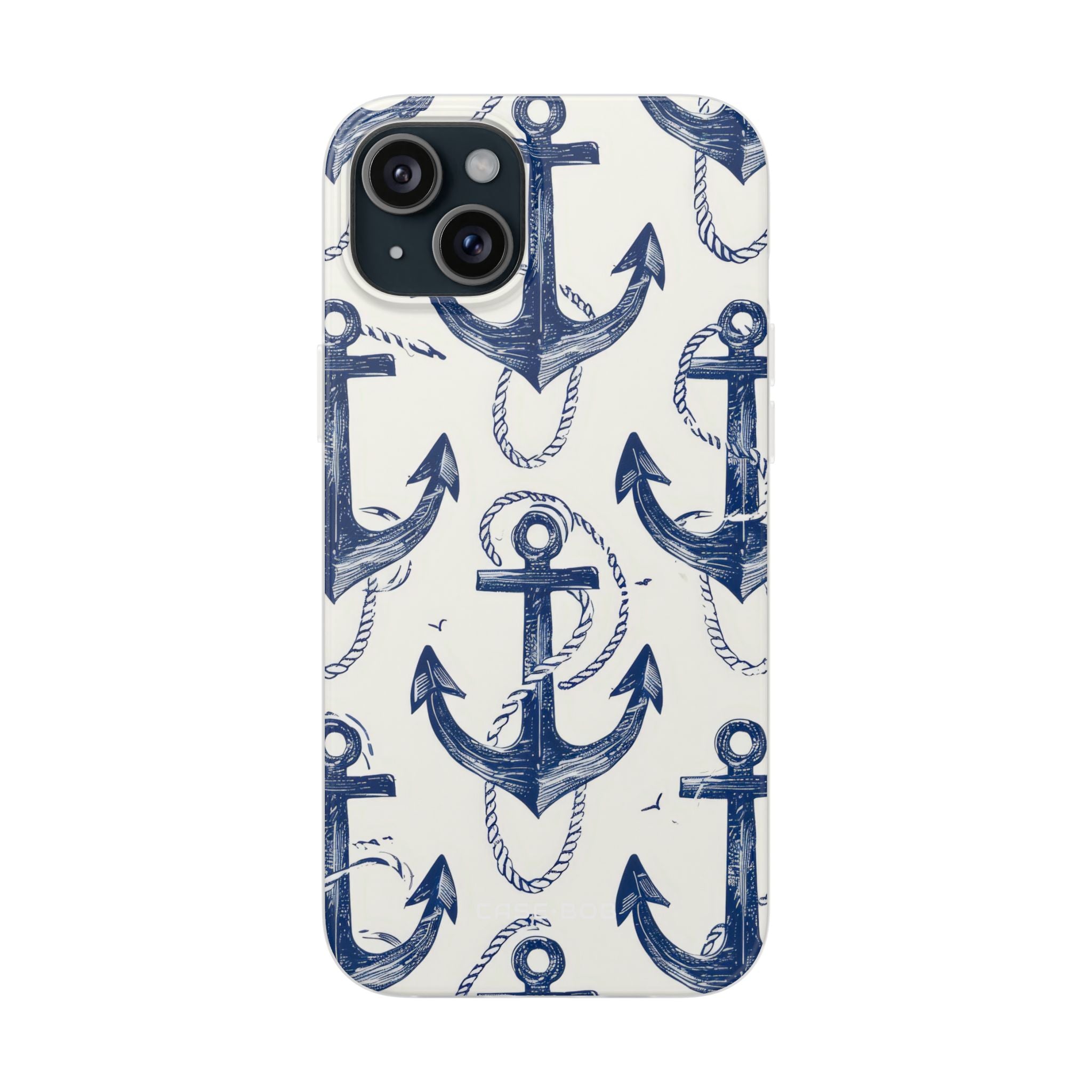Navy Anchor Loop iPhone 15 Plus Case - Soft