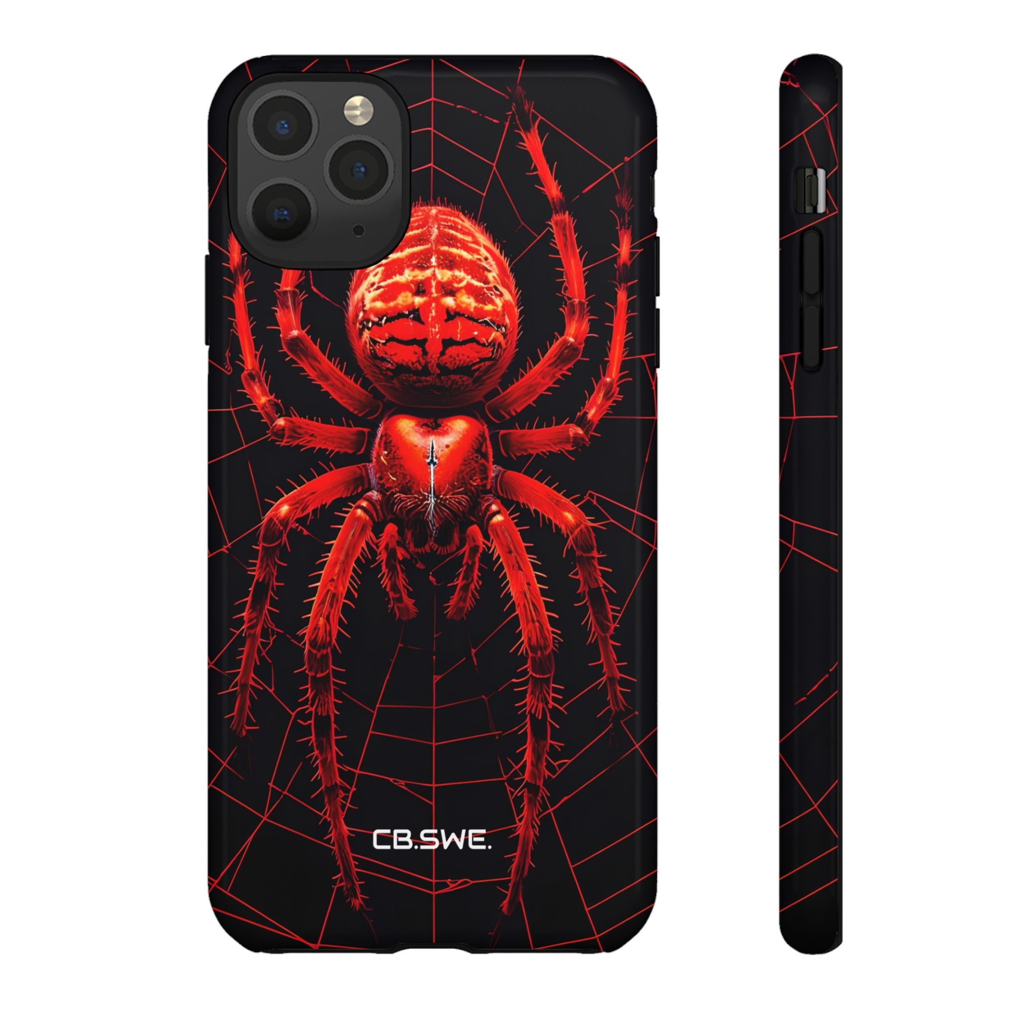 Vivid Neon Red Spider Intricate Web iPhone 11 - Tough
