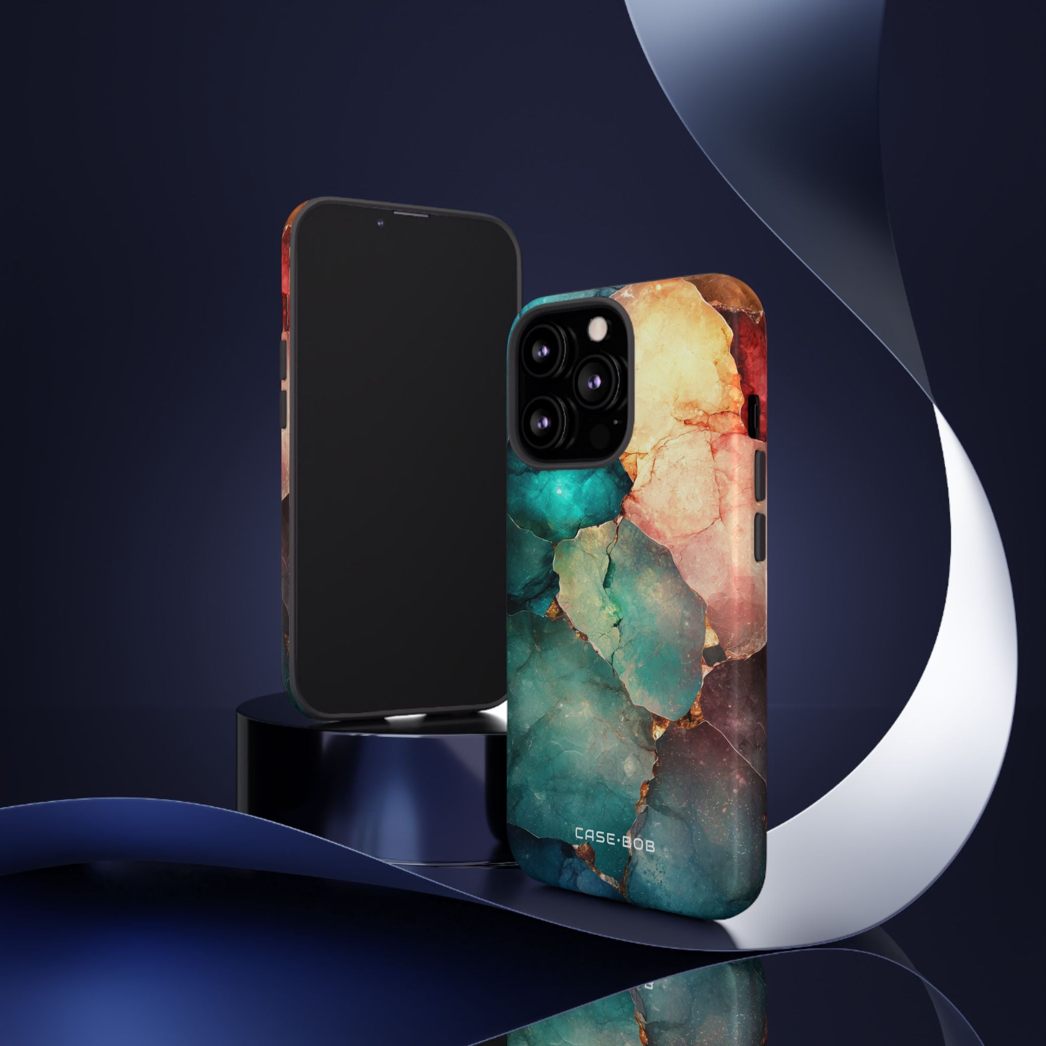 Teal Mosaic Veins iPhone 13 Pro Case - Tough