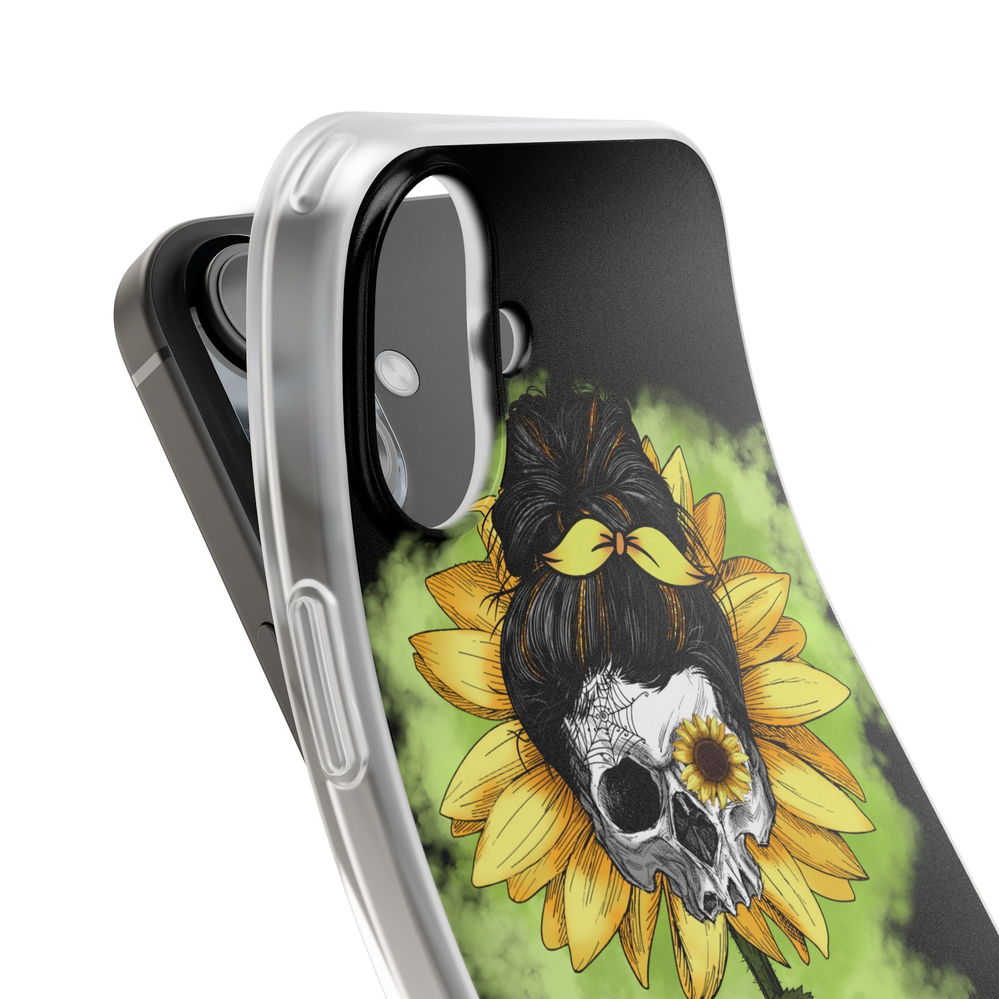 Sunflower Skull iPhone 16 Plus Case - Soft