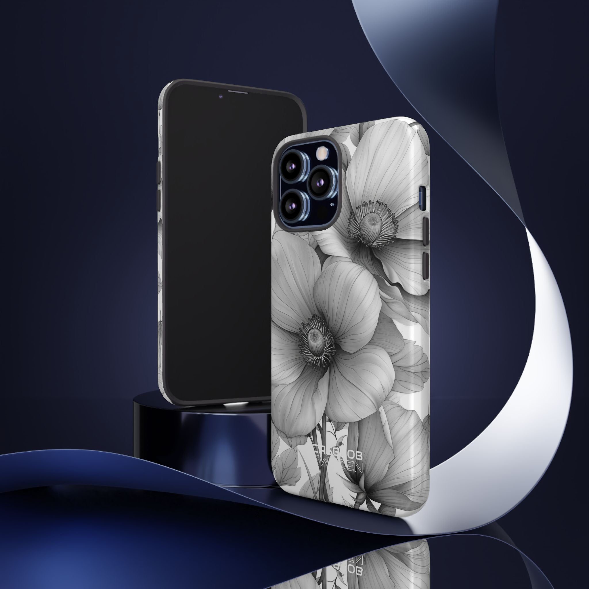 Grayscale Floral Harmony iPhone 13 - Tough