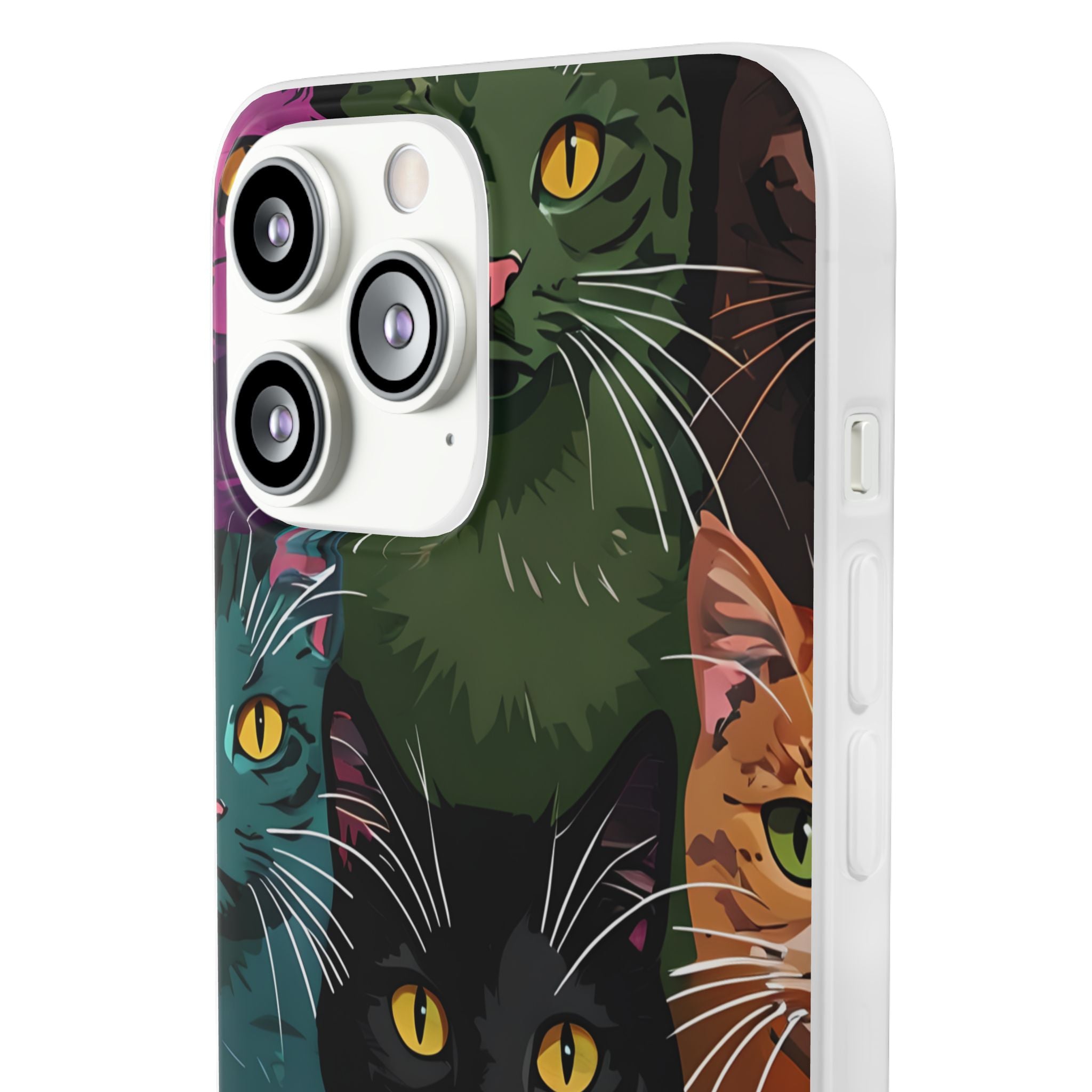 Teal Cat Grid iPhone 13 Pro Max - Soft
