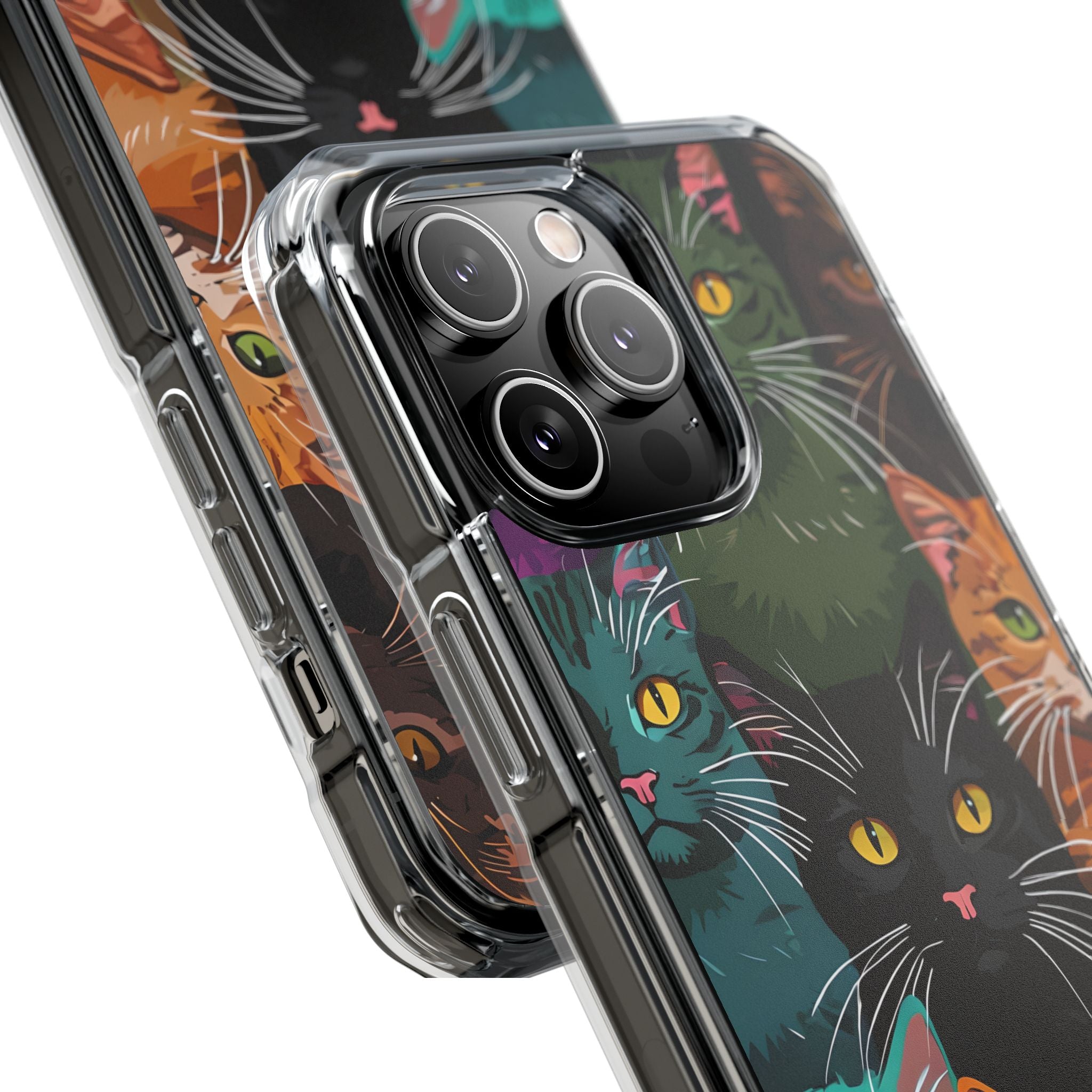Colorful Stylized Cats Digital Art Mobile Wallpaper iPhone 14 - Impact Clear+