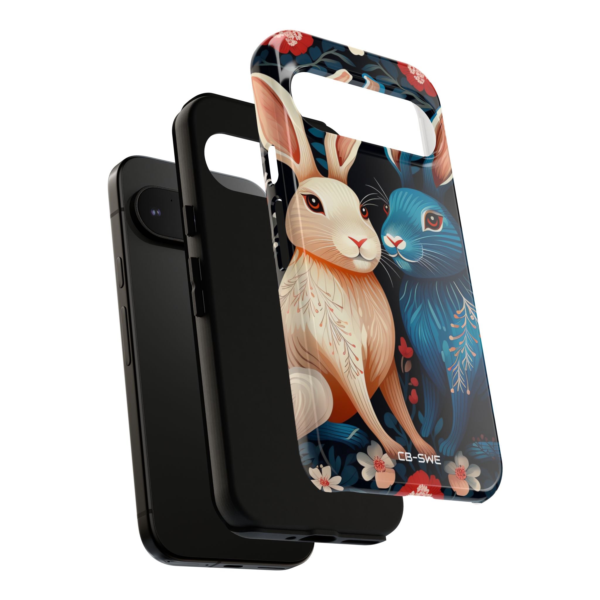 Rabbits Embrace Blossoms - Google Pixel Case