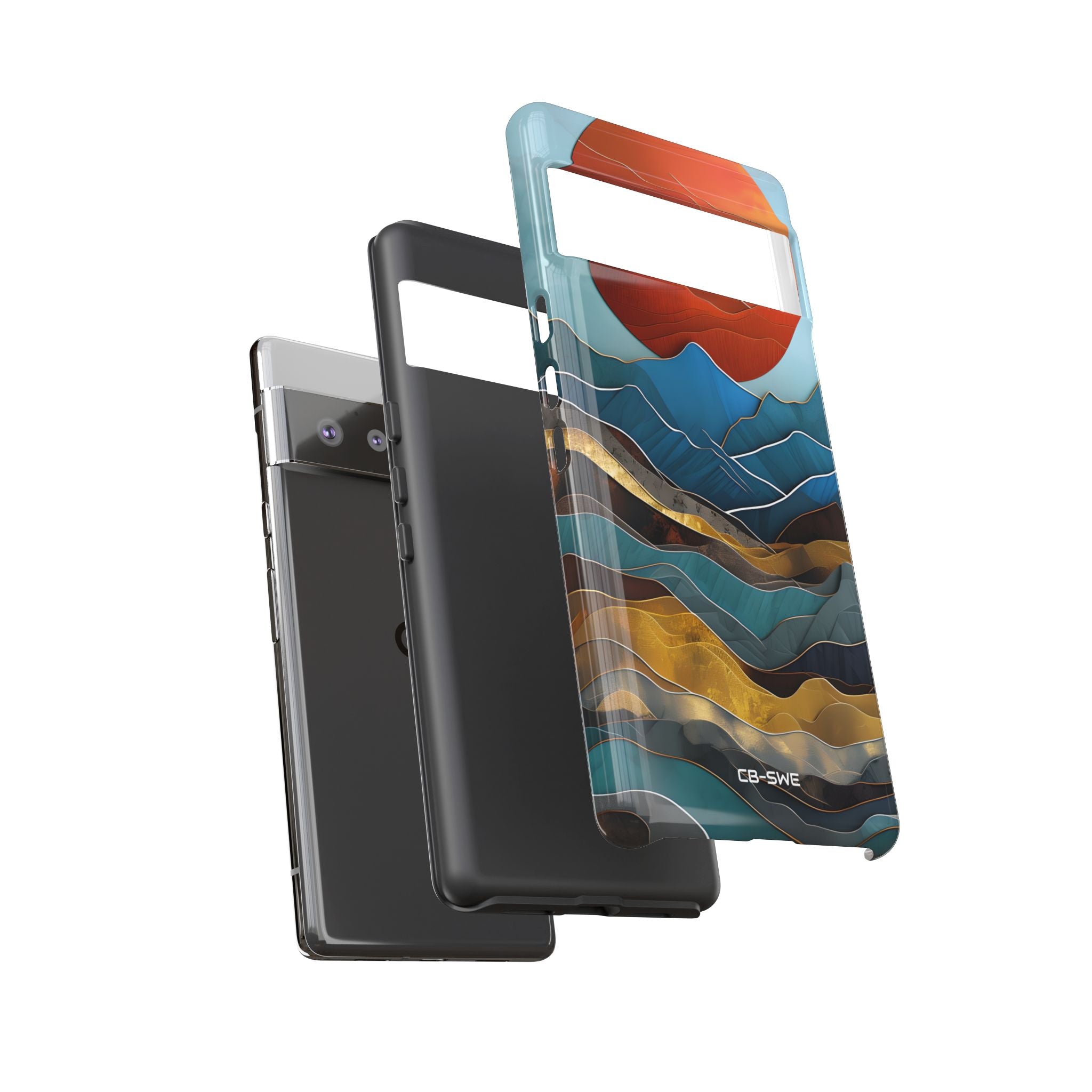 Sunset Geometry Waves - Google Pixel Case