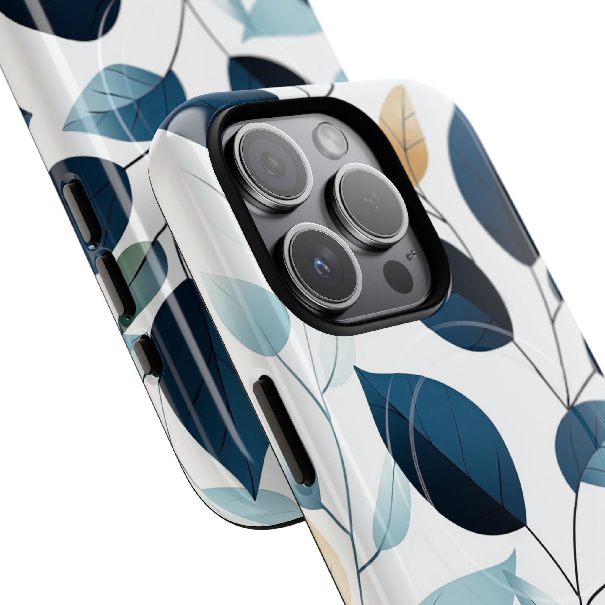 Navy Leaf Veins iPhone 15 Pro Case - Tough+