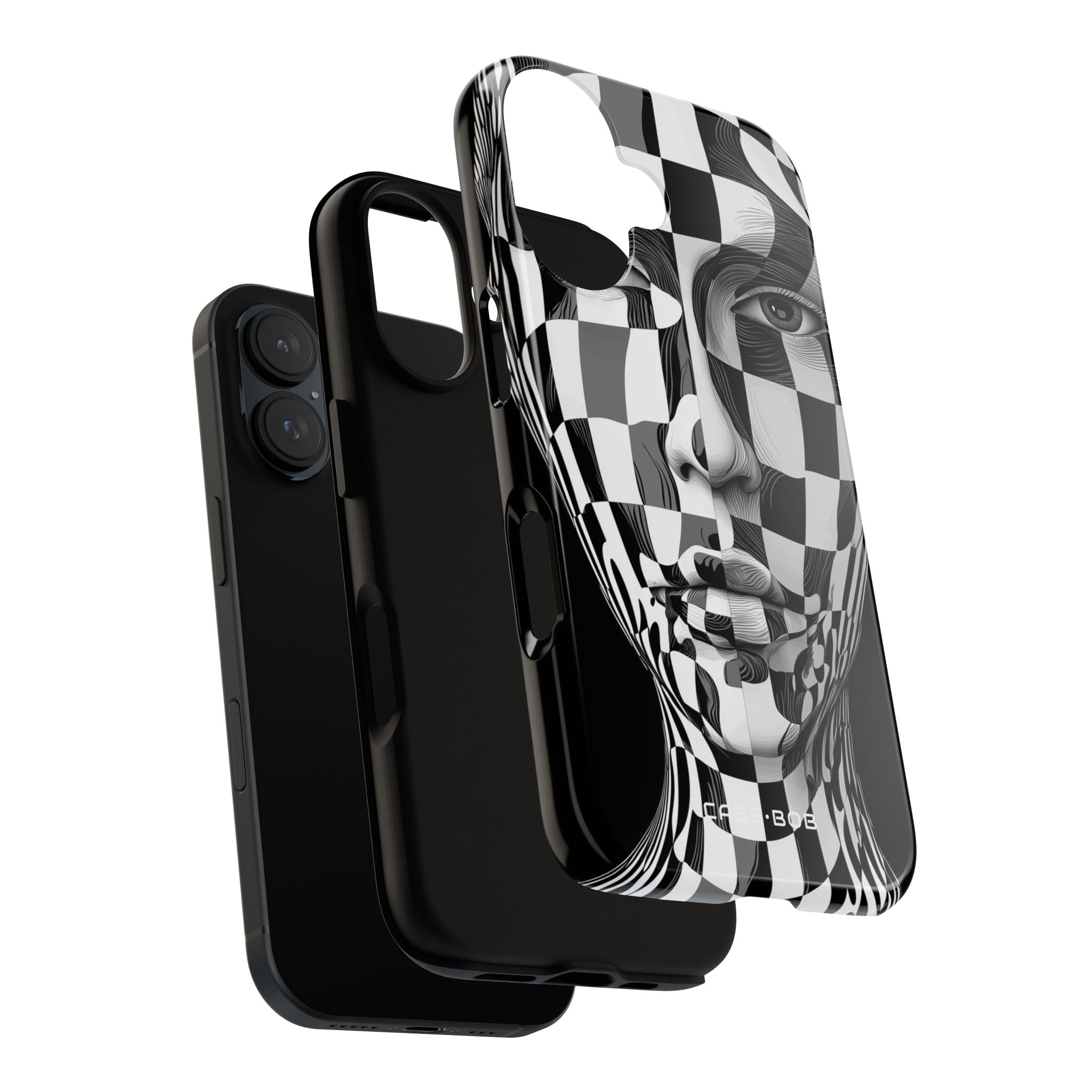Checkered Face iPhone 16 Plus Case - Tough