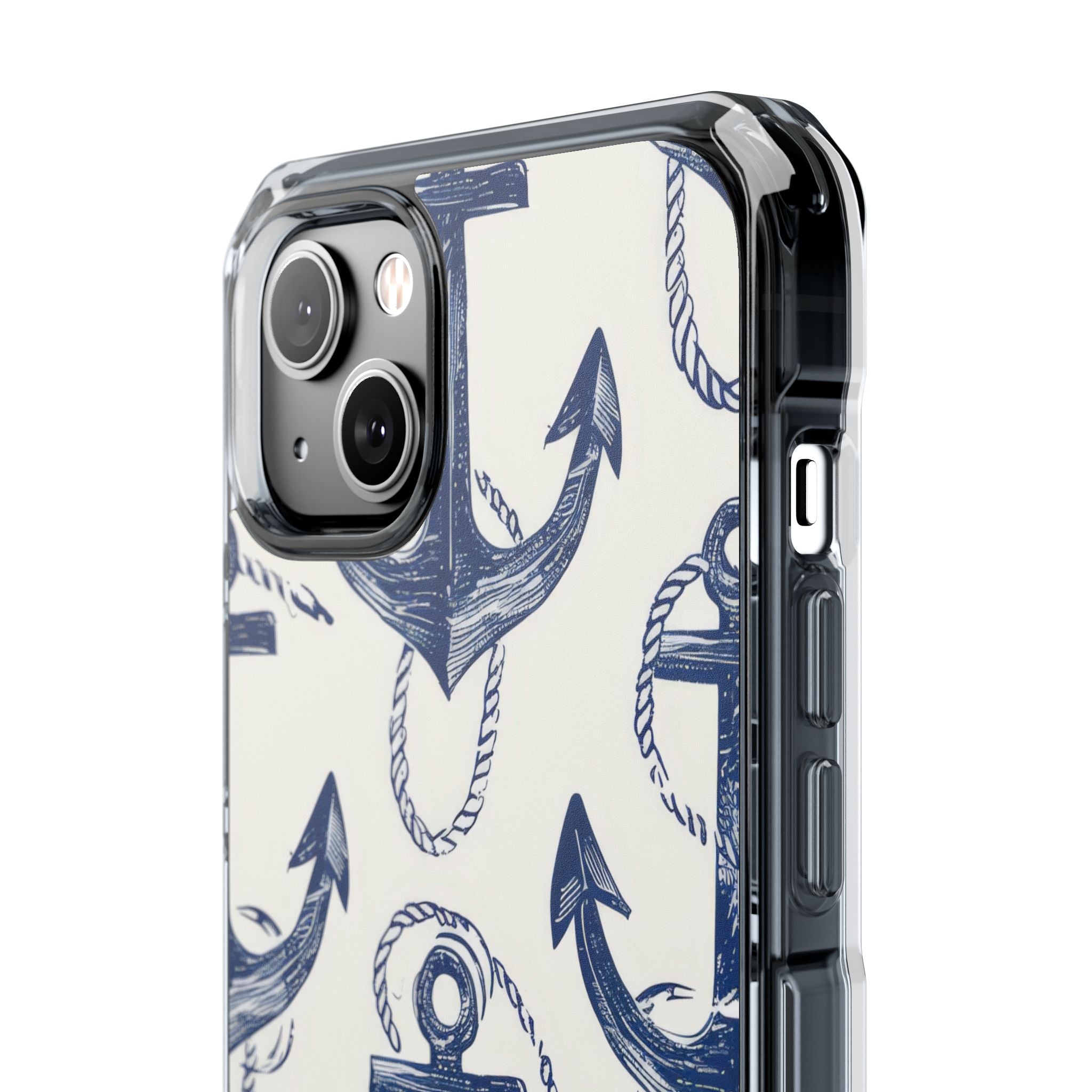 Navy Anchor Tapestry iPhone 14 - Impact Clear+