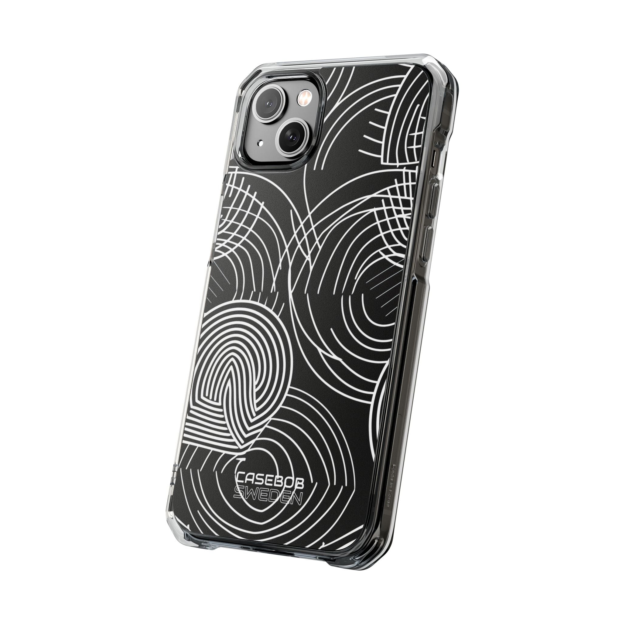 Monochrome Spiral Curves iPhone 14 - Impact Clear+