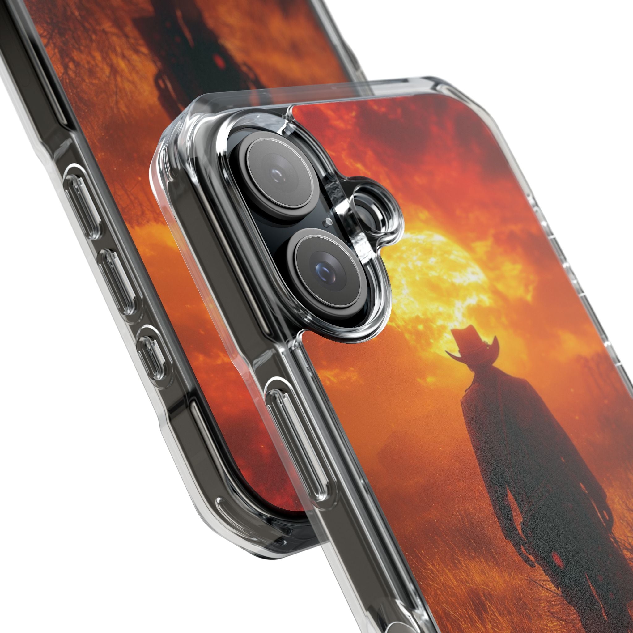 Fiery Sunset Cowboy iPhone 16 - Impact Clear+