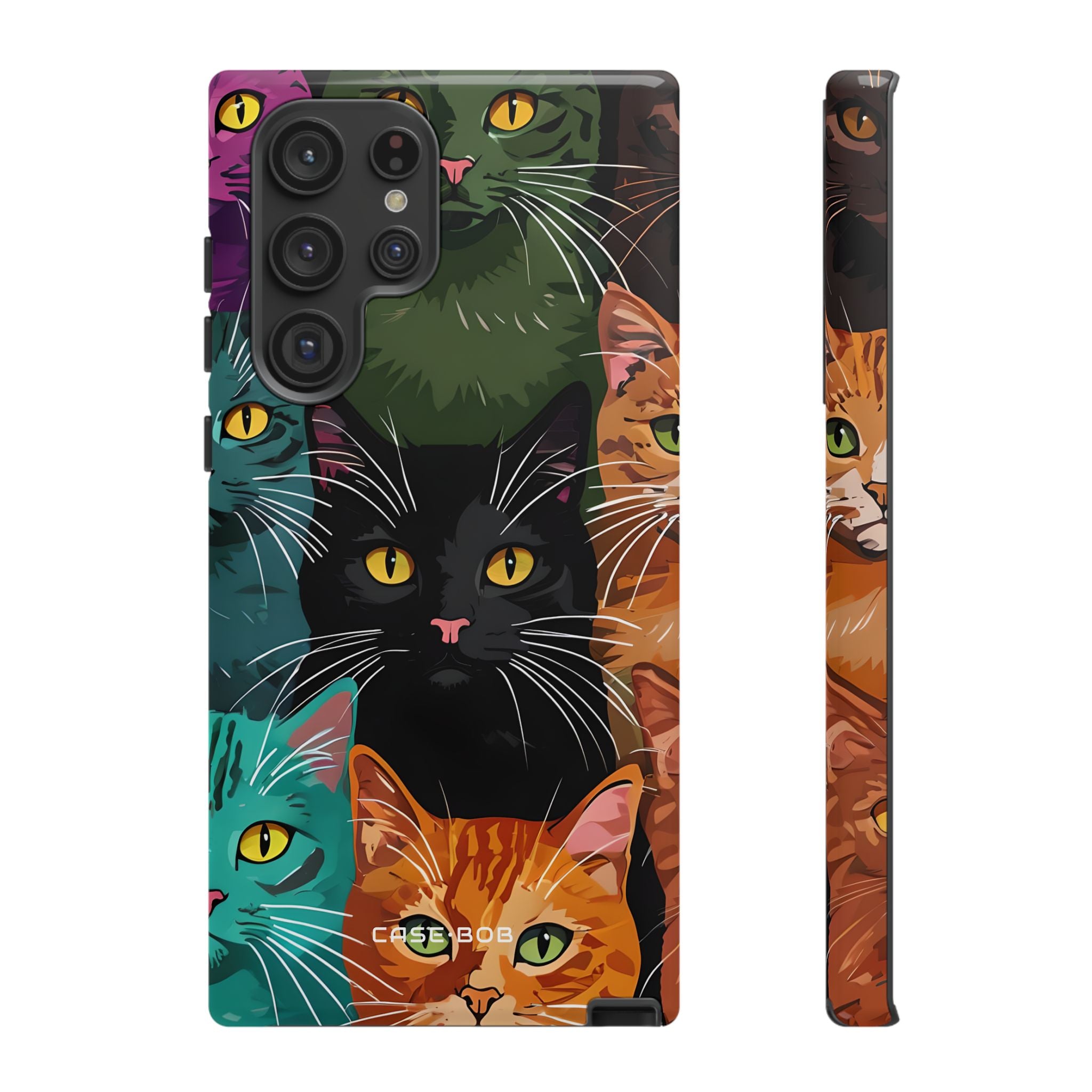 Teal Cat Grid Samsung S22 Ultra Case - Tough