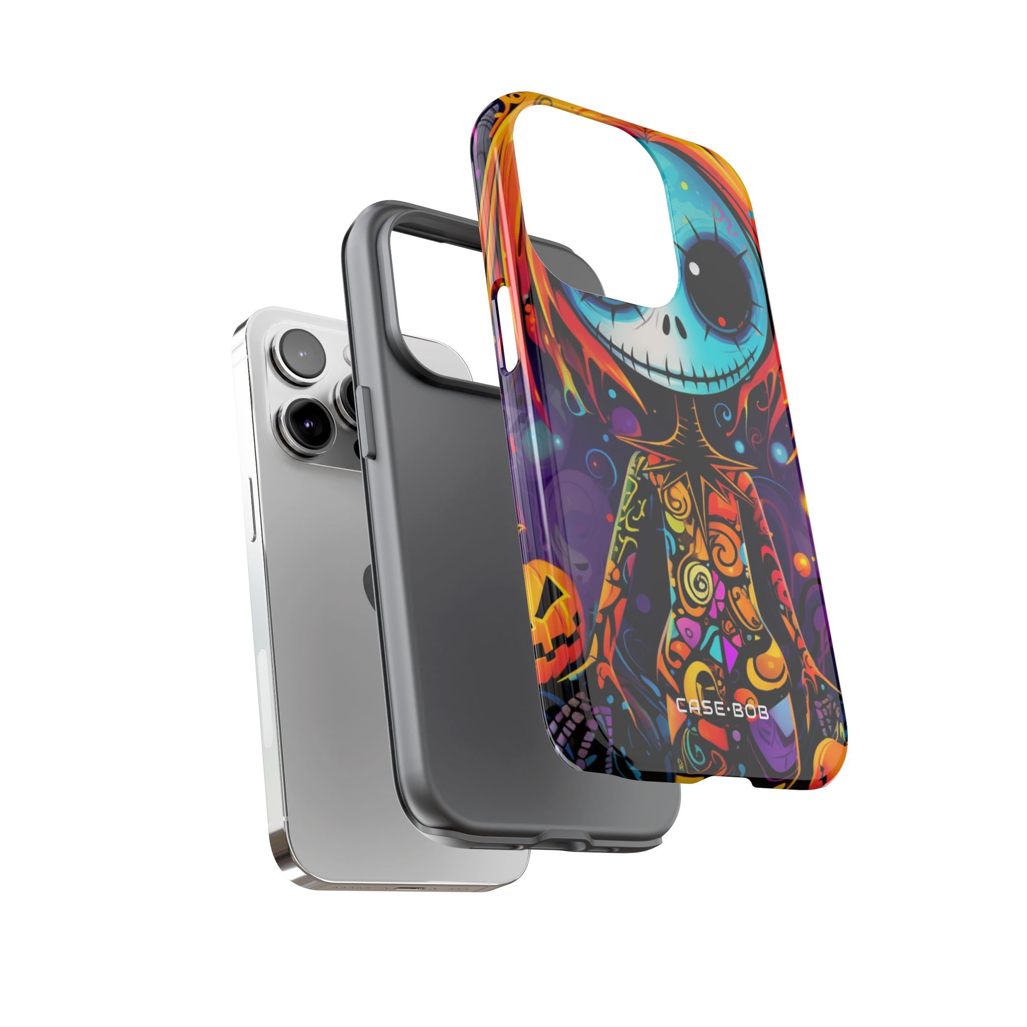 Blue Skull Swirl iPhone 14 Pro Case - Tough