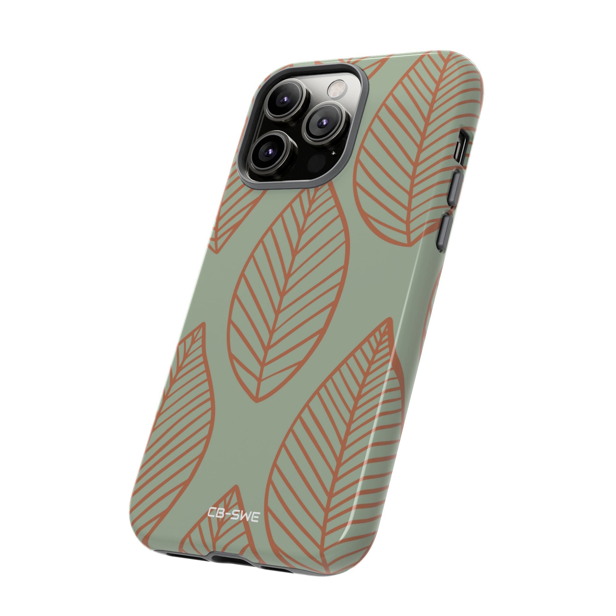 Mint and Orange Leaves - iPhone Case