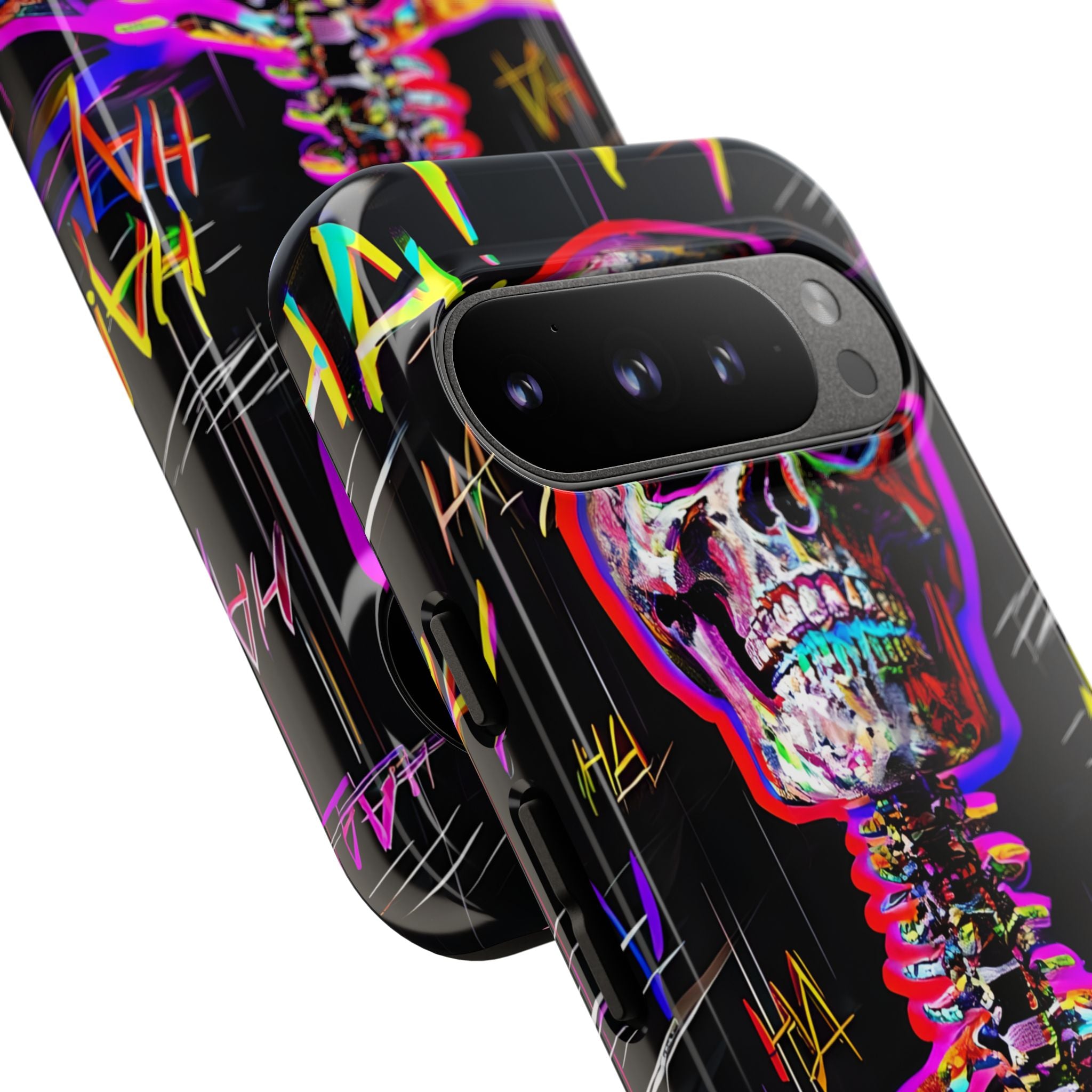 Neon Skeleton Laugh Google Pixel 9 Pro Case - Tough
